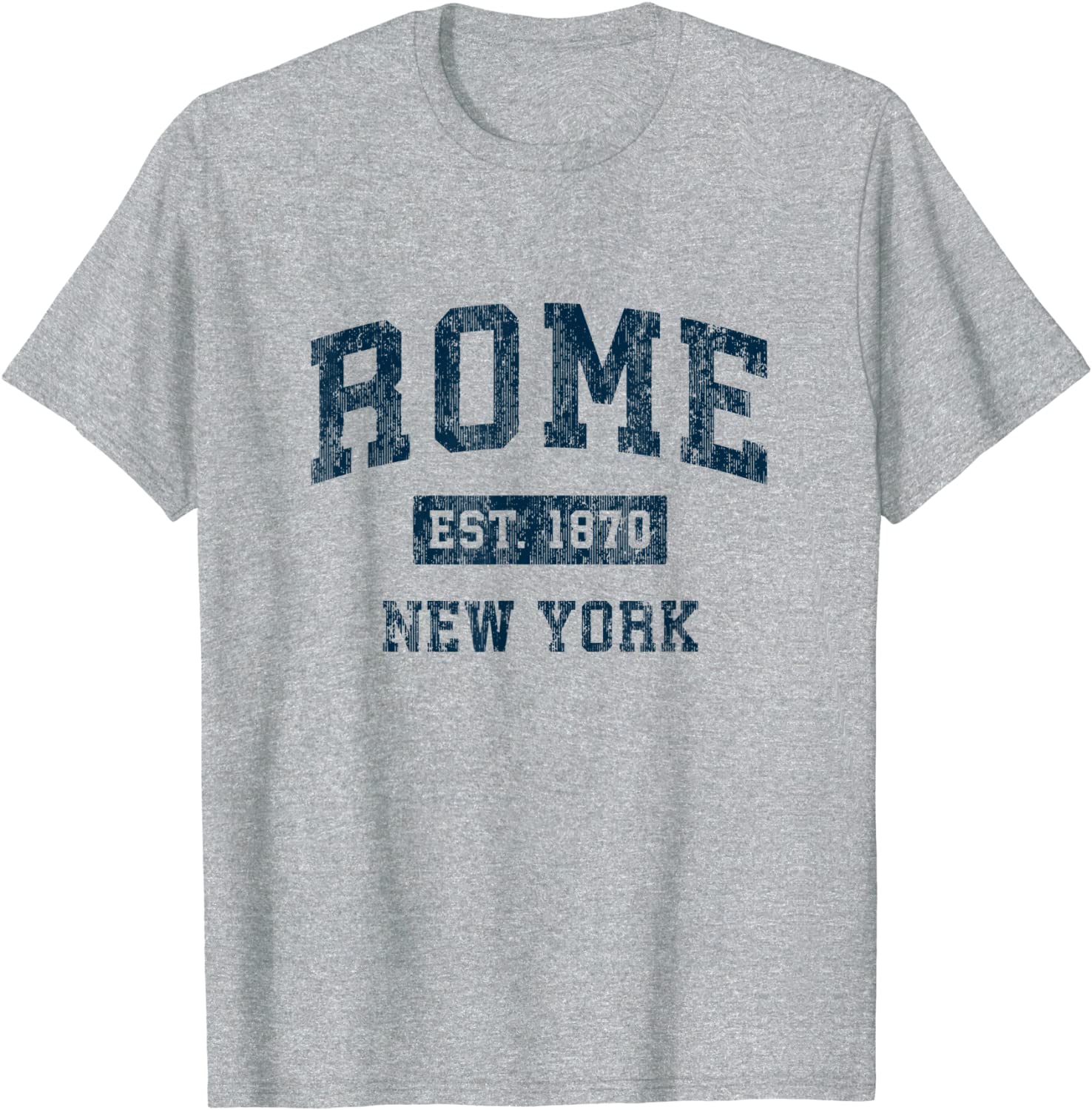 Rome New York NY Vintage Sports Design Navy Print T-Shirt