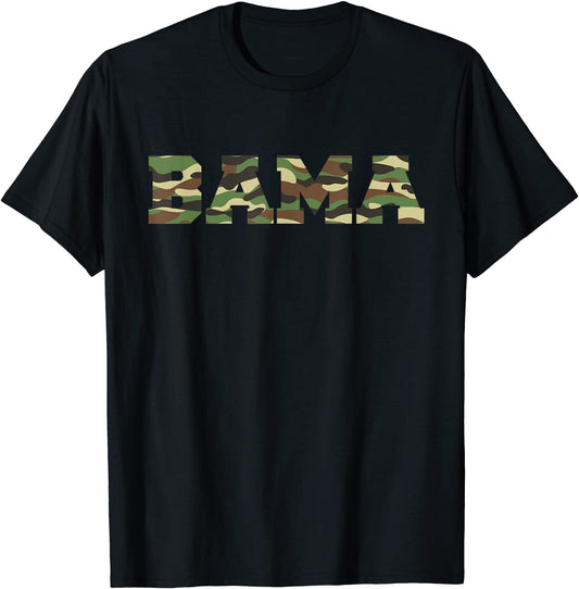 ALABAMA Pride Bold Green Camouflage College Sports Font T-Shirt