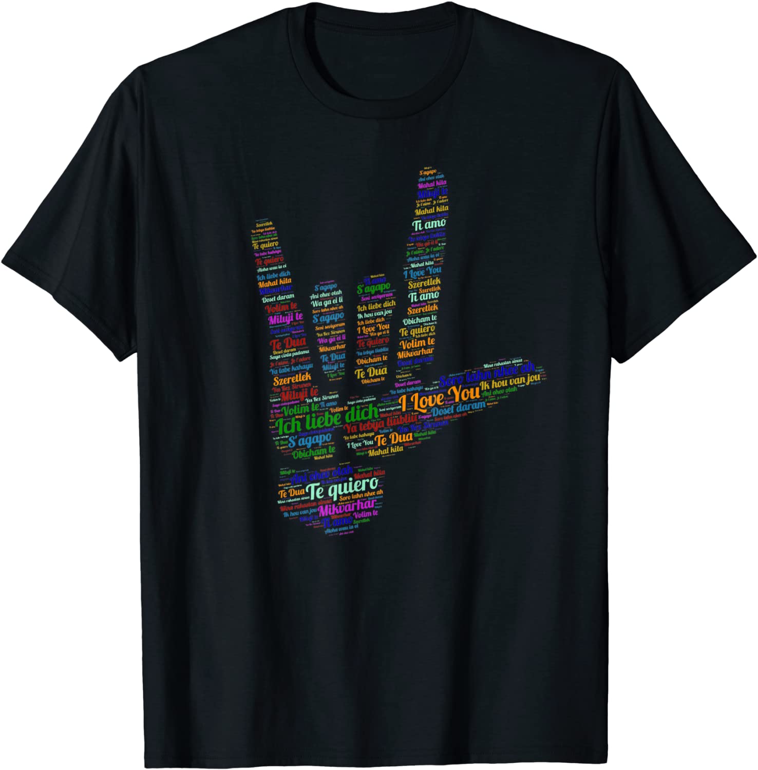 ASL Sign I Love You in 40 Different Languages ASL T-Shirt