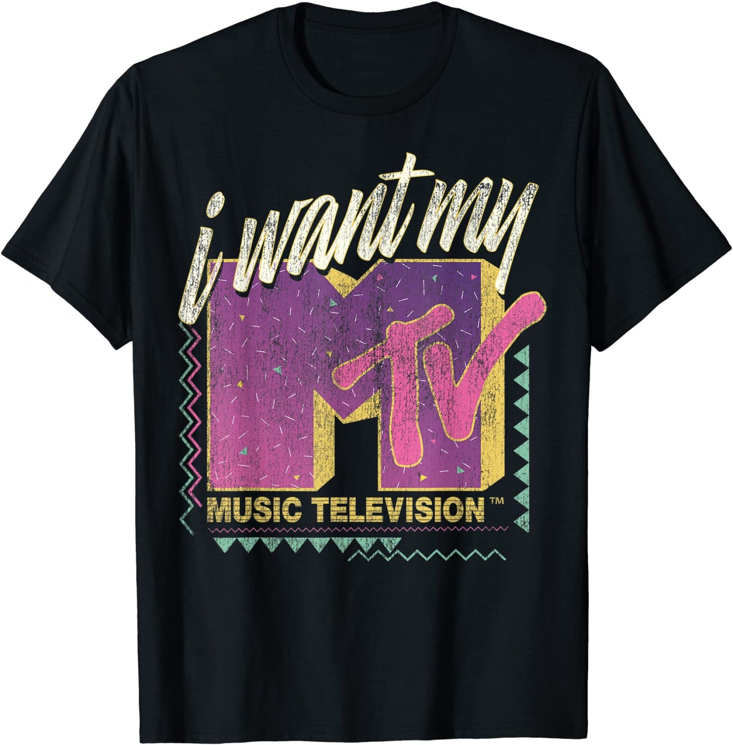 MTV I Want My MTV 90s Retro Colorful Logo Graphic T-Shirt
