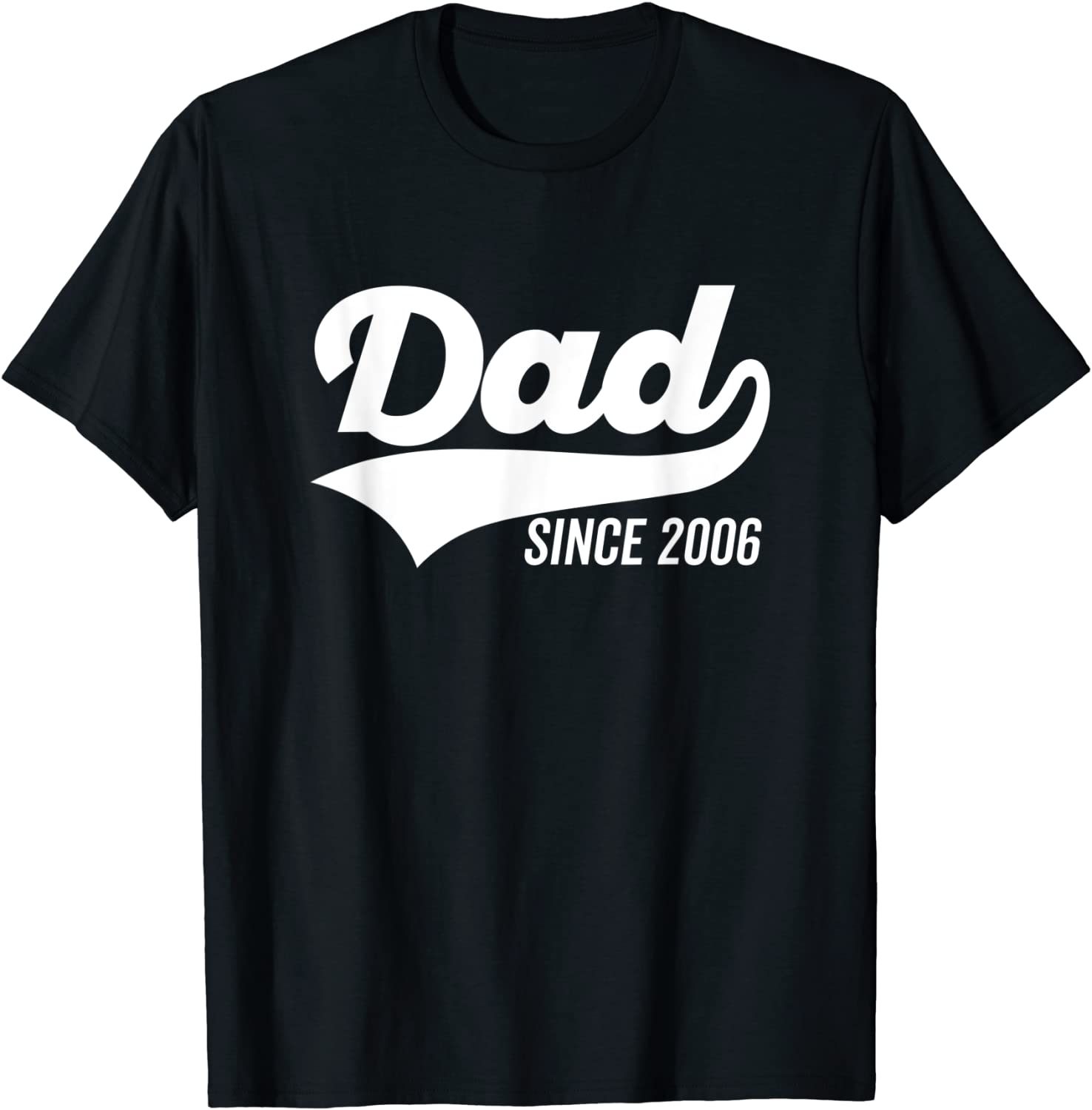 Dad Since 2006 Bold Sports Swoosh Fathers Day Dark T-Shirt