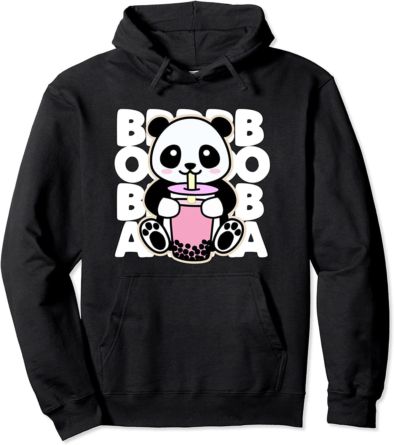 Kawaii Boba Tea Cute Anime Panda Kawaii Drink Dark Pullover Hoodie