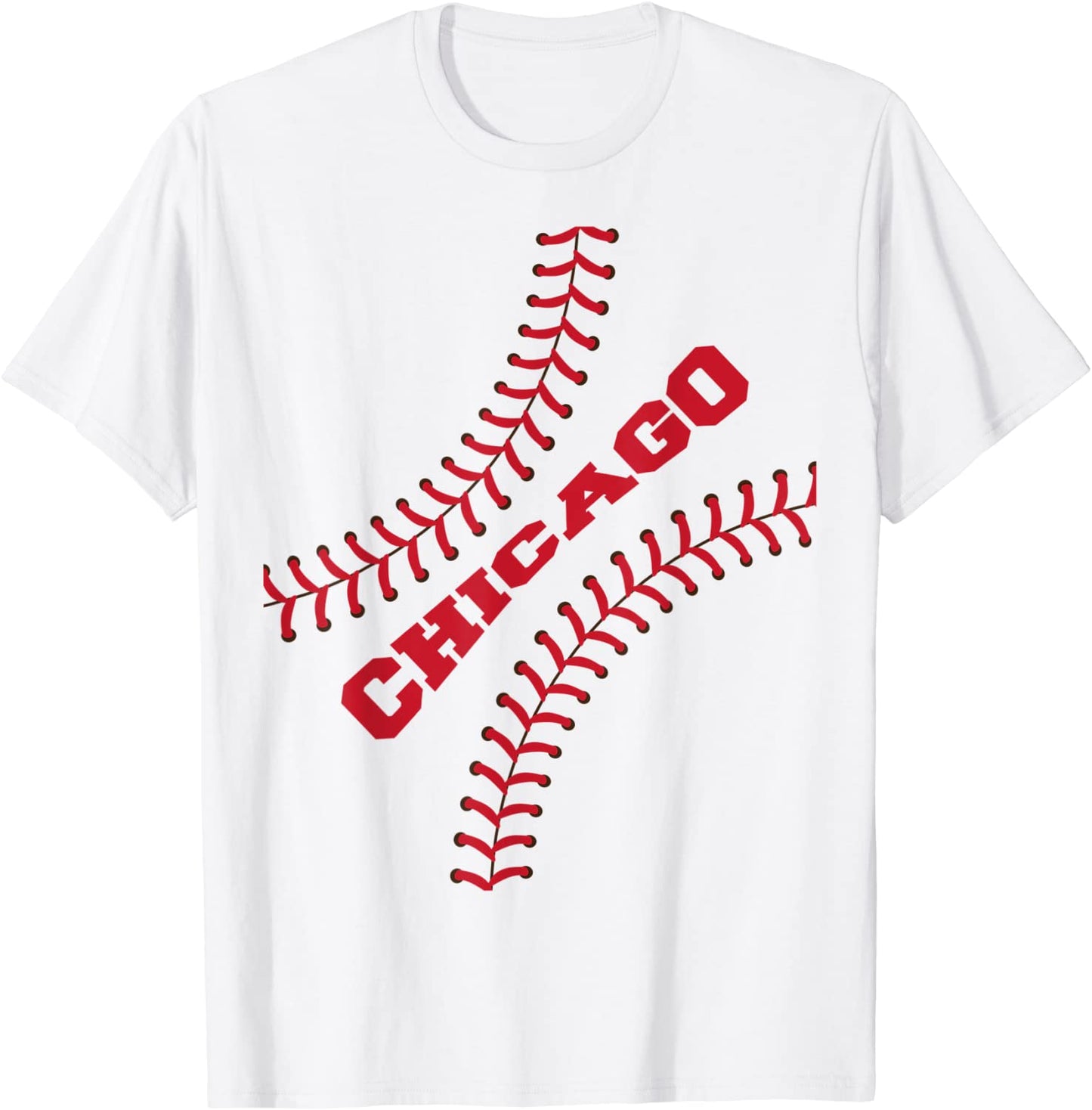 Chicago Baseball Ball Stitches Team Player Sport Fan Gifts T-Shirt