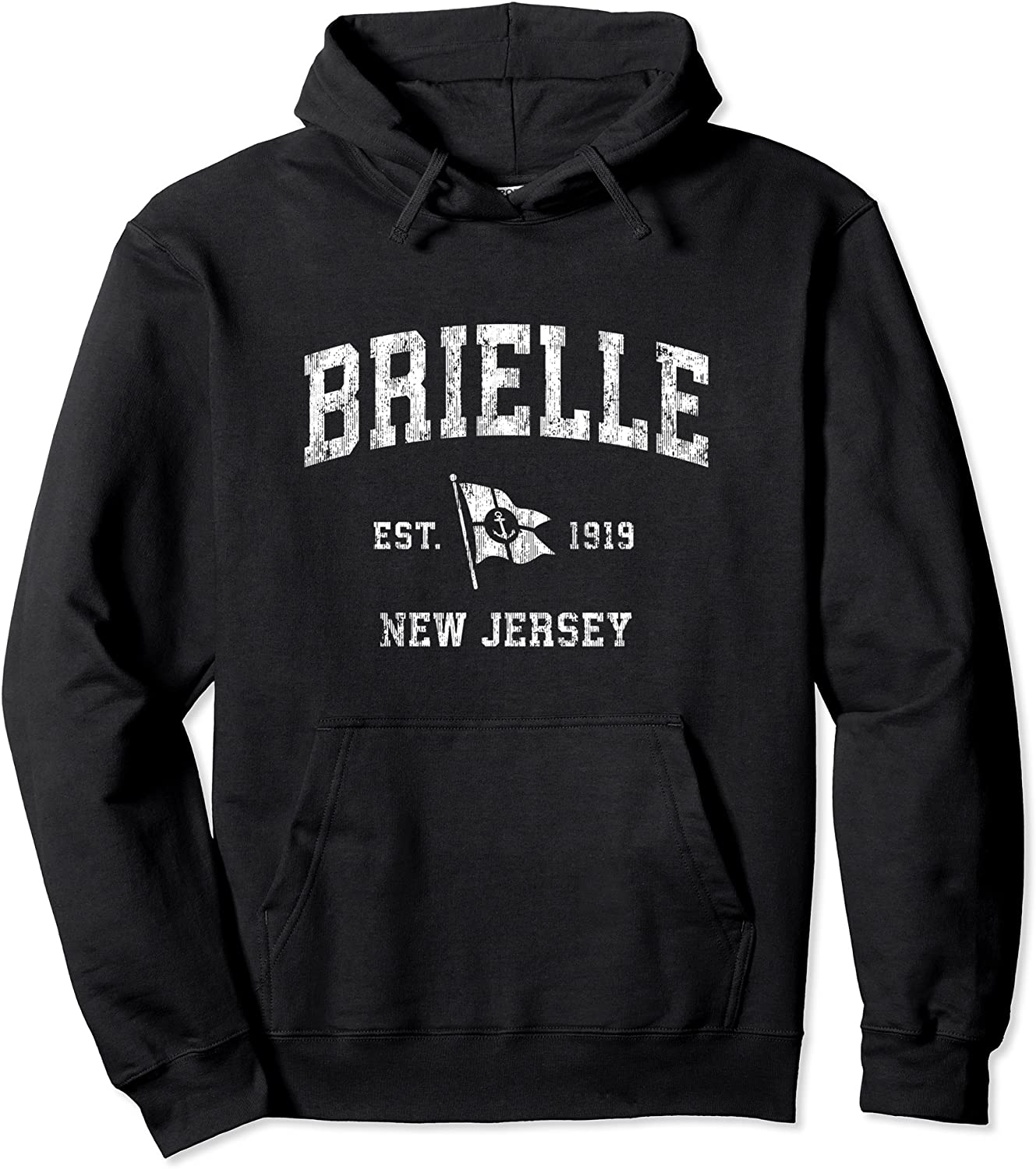 Brielle NJ Vintage Nautical Boat Anchor Flag Sports Pullover Hoodie