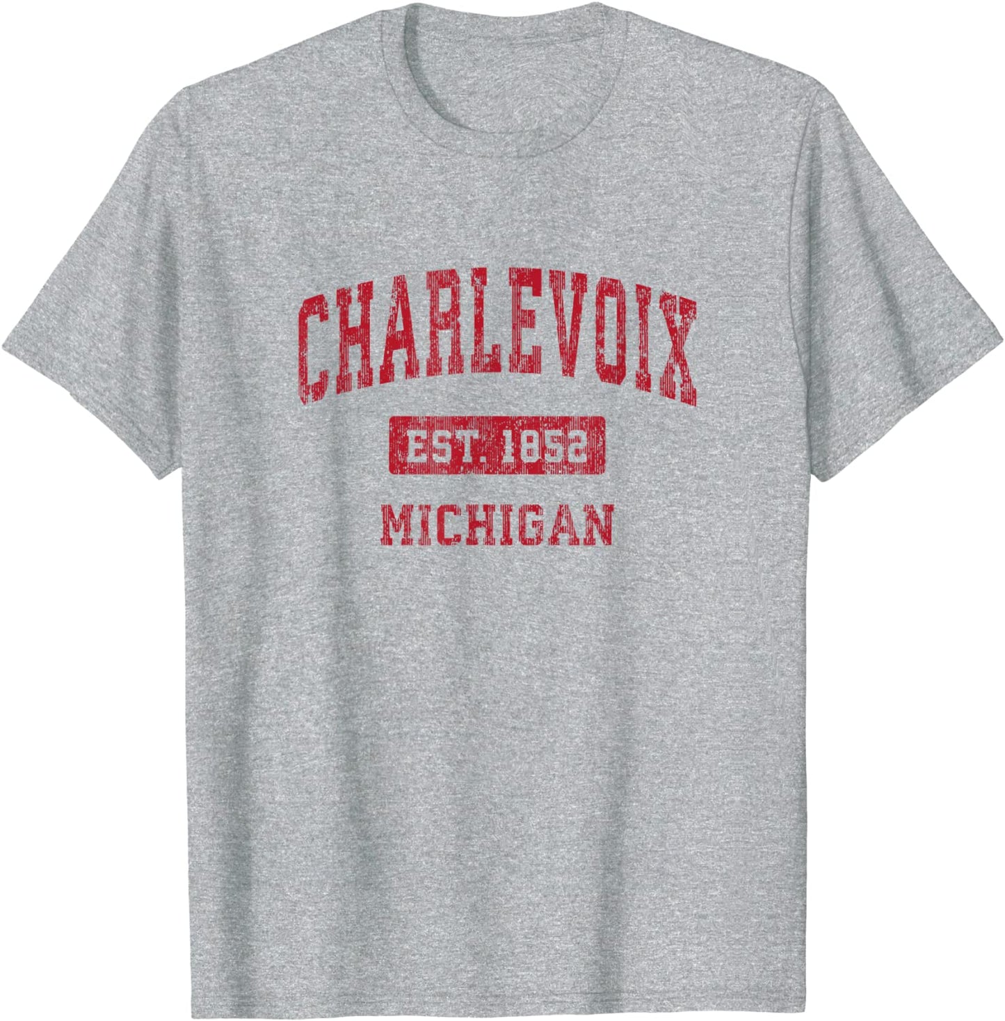 Charlevoix Michigan MI Vintage Sports Design Red Design T-Shirt