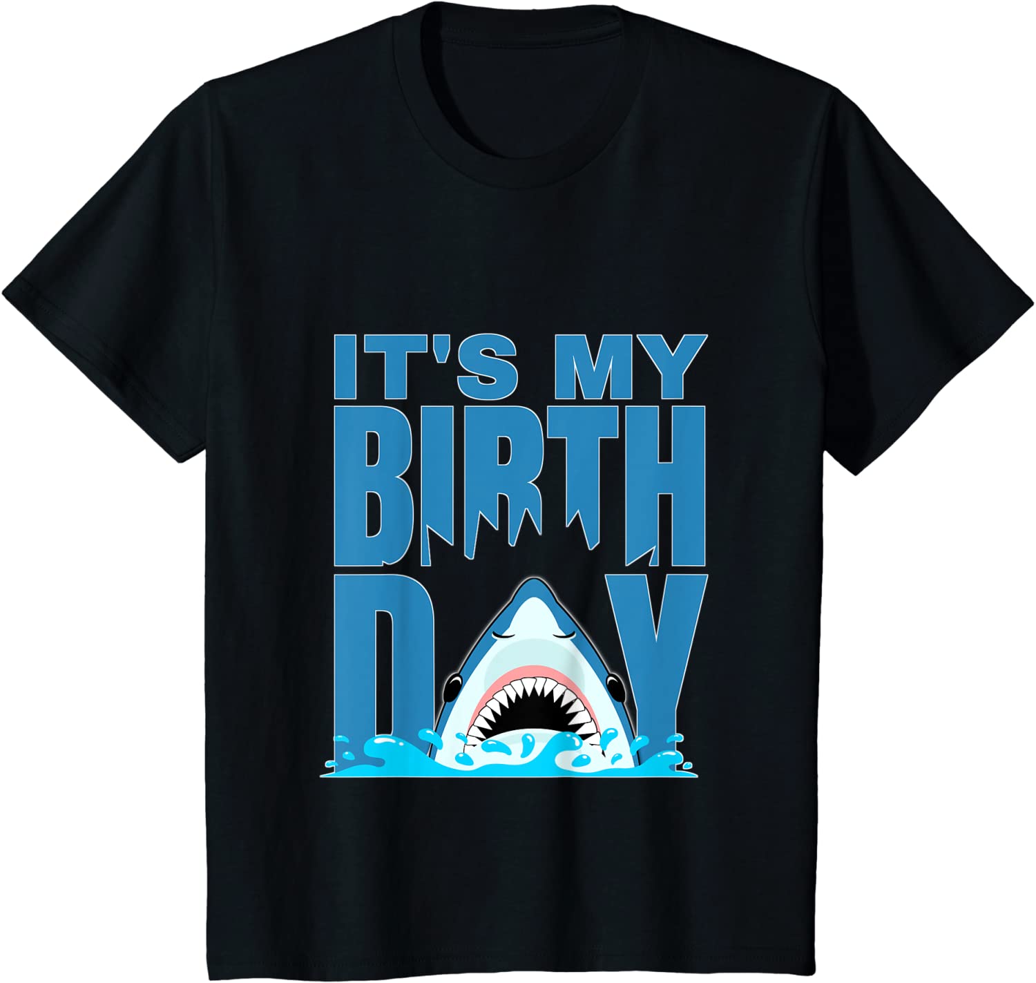 Kids Blue Shark Birthday Shark Bite Its My Birthday Girls Boys T-Shirt