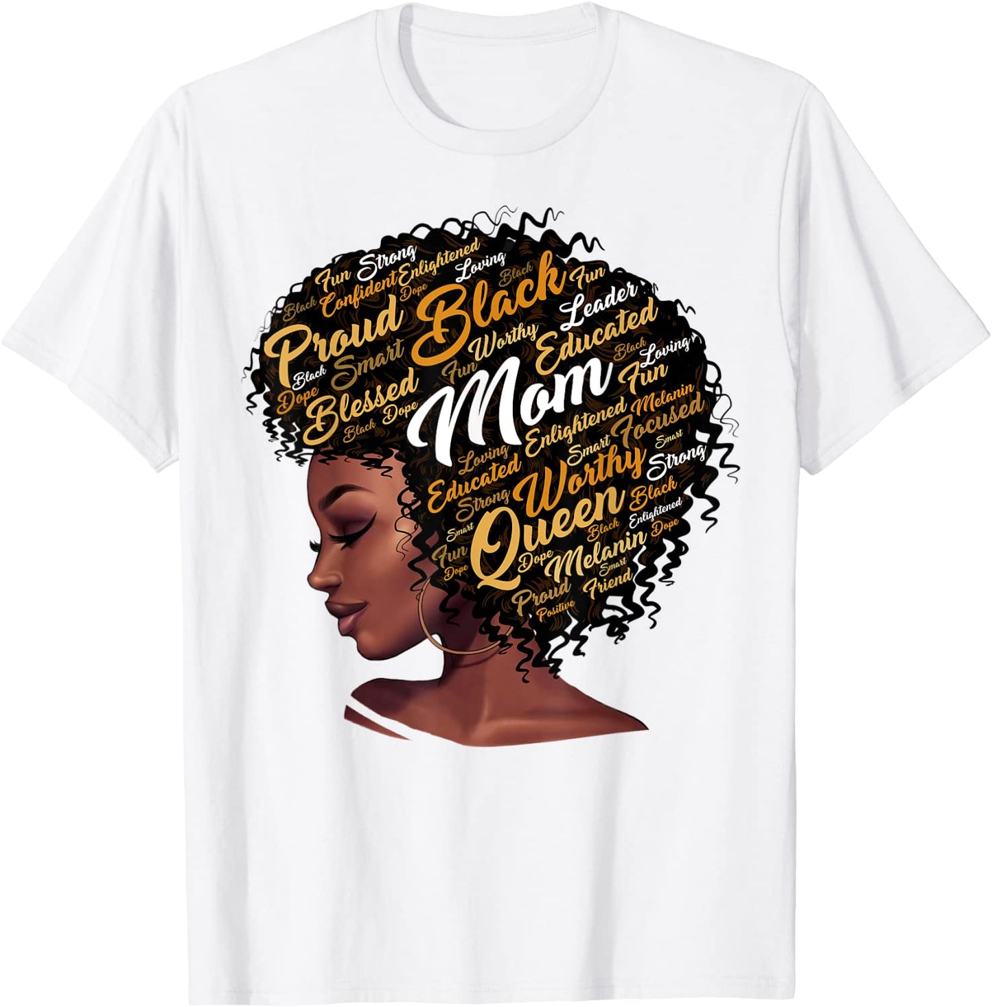 Happy Mothers Day Black Mom Queen Afro African Woman T-Shirt