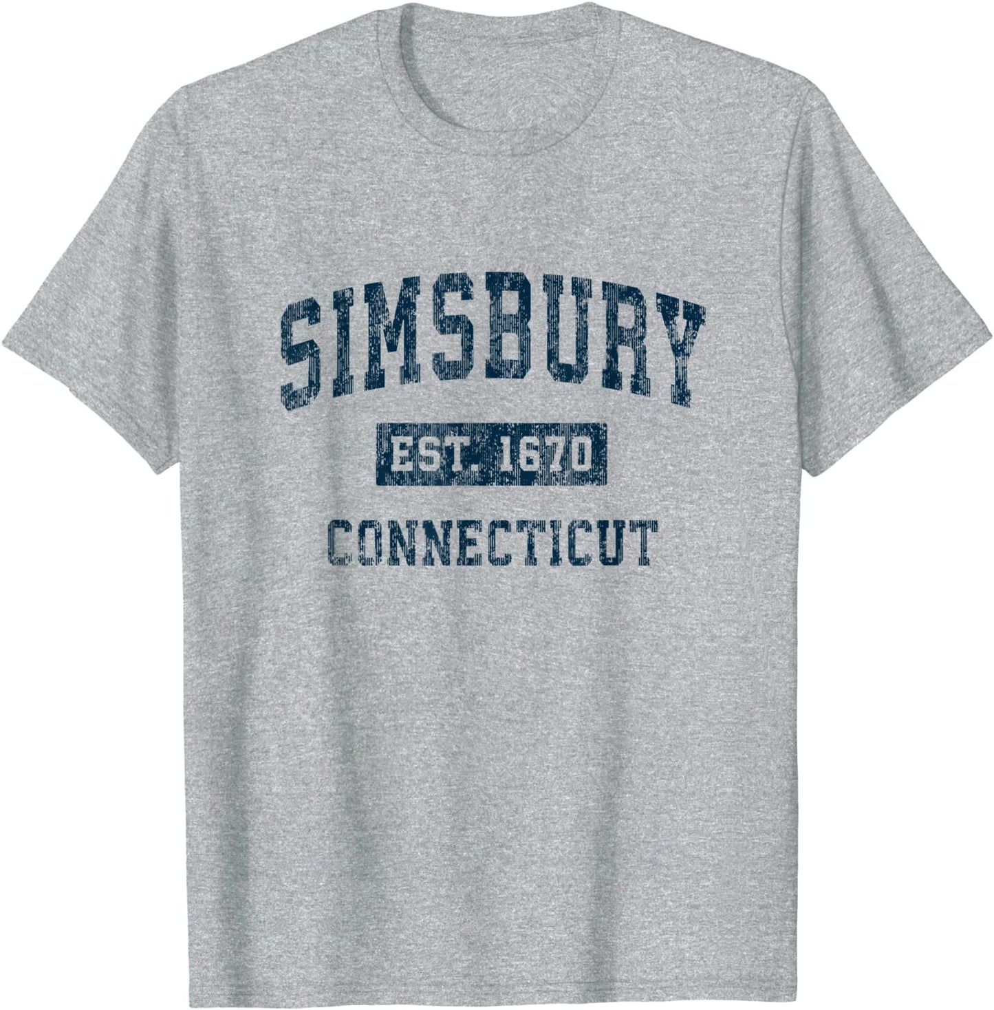 Simsbury Connecticut CT Vintage Sports Design Navy Print T-Shirt