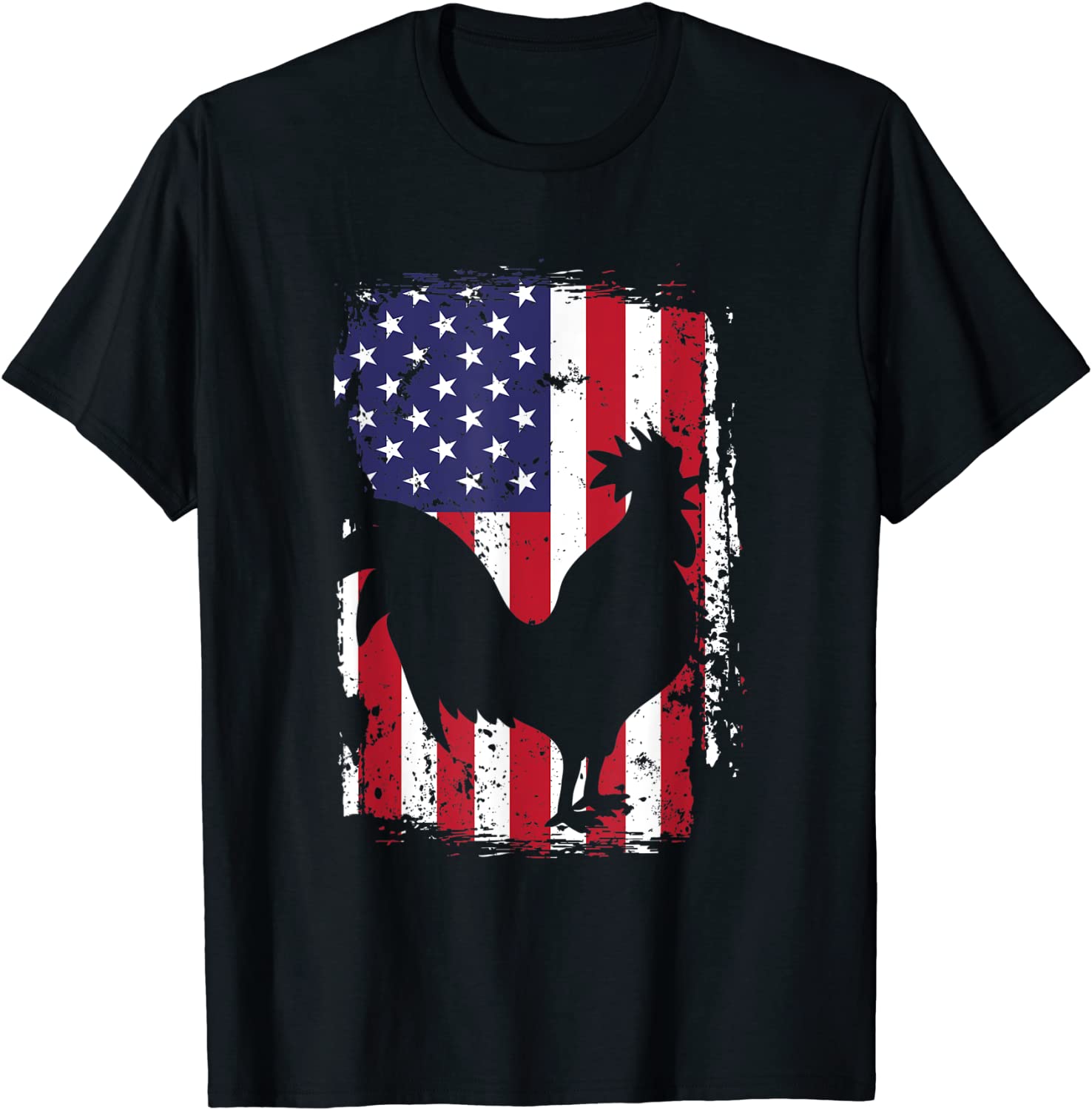 American Flag Chicken Tee Country Farm Farmer Men Boys T-Shirt