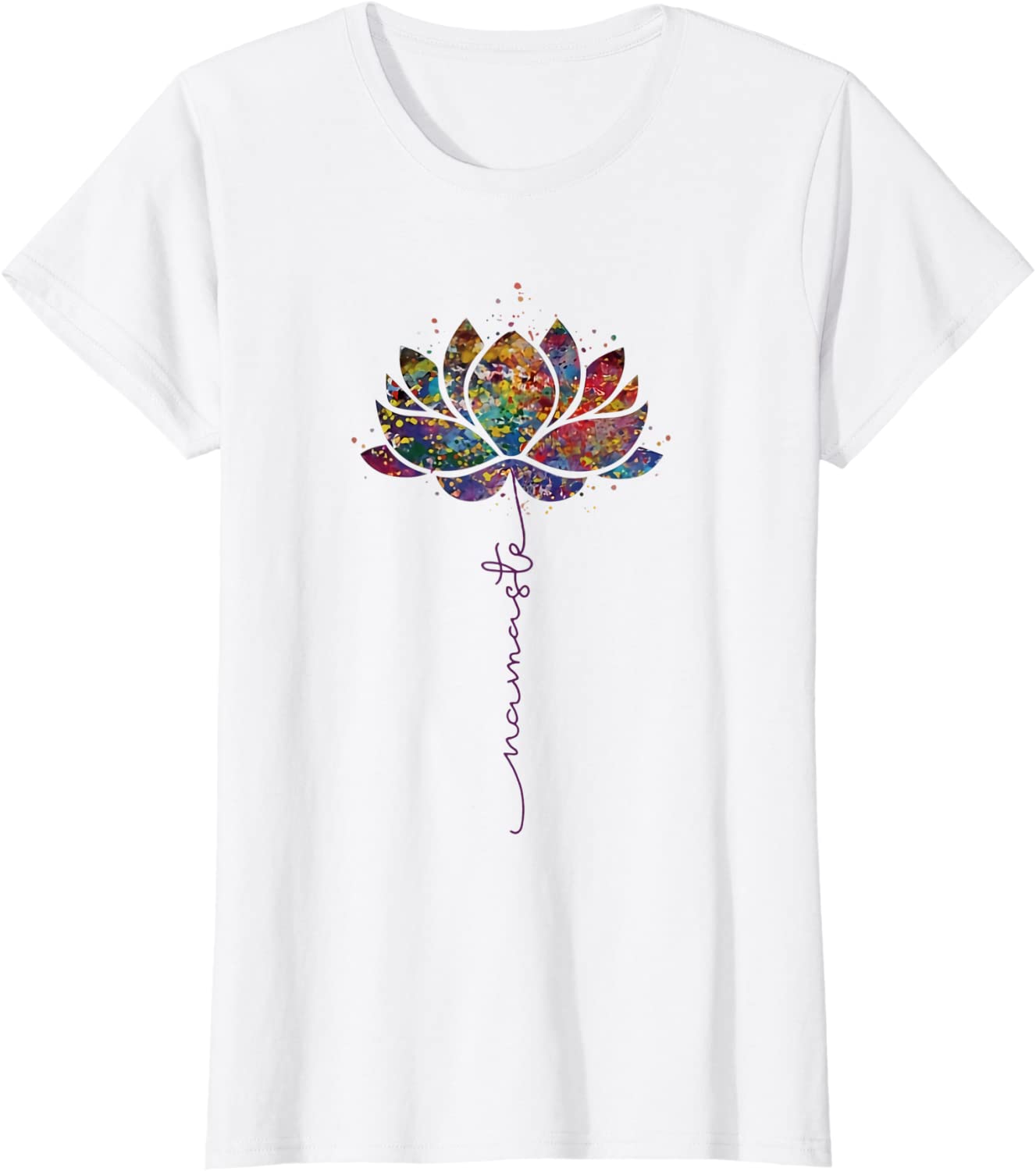 Womens Lotus Flower Namaste Yoga Watercolor Meditation Zen Bohemian T-Shirt