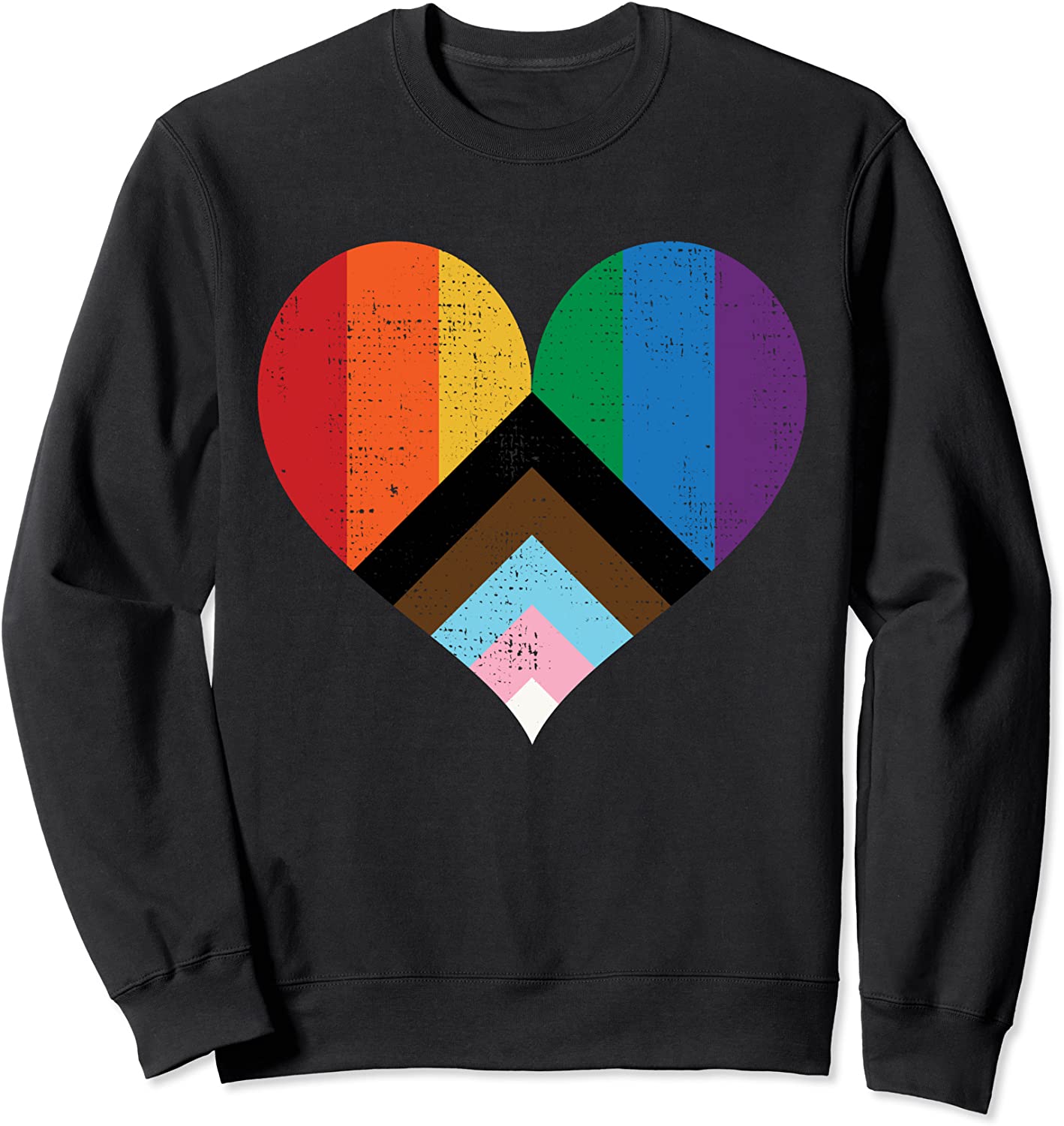 Inclusive Gay Pride Flag Heart - Vintage Grunge Sweatshirt