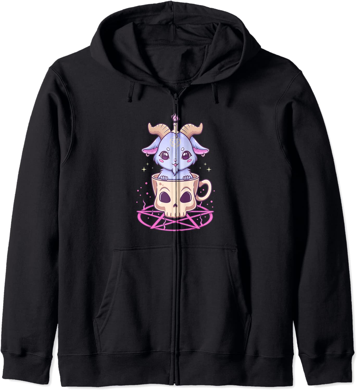 Kawaii Pastel Goth Cute Creepy Pentacle Baphomet Goat Hoodie
