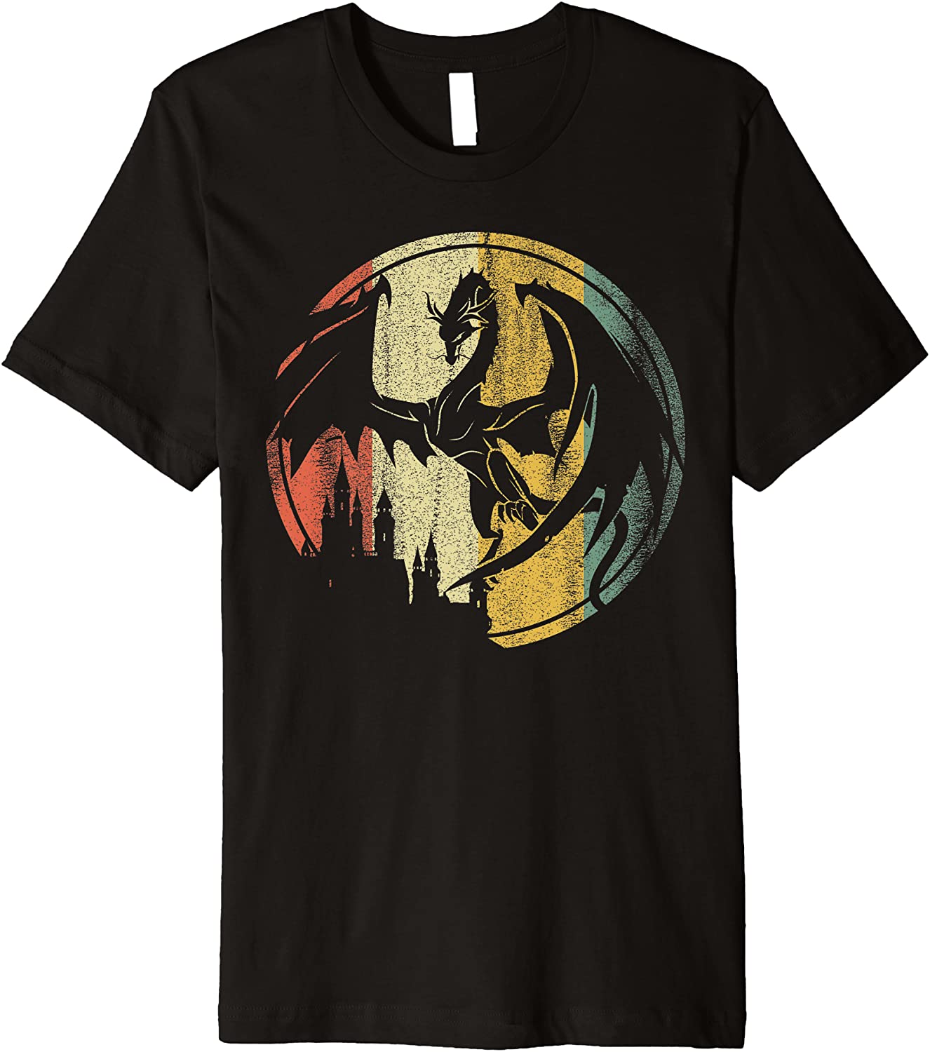 Retro Dragon Vintage Castle Dungeon Fantasy Tabletop Gamer Premium T-Shirt