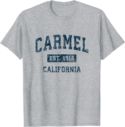 Carmel California CA Vintage Sports Design Navy Print T-Shirt