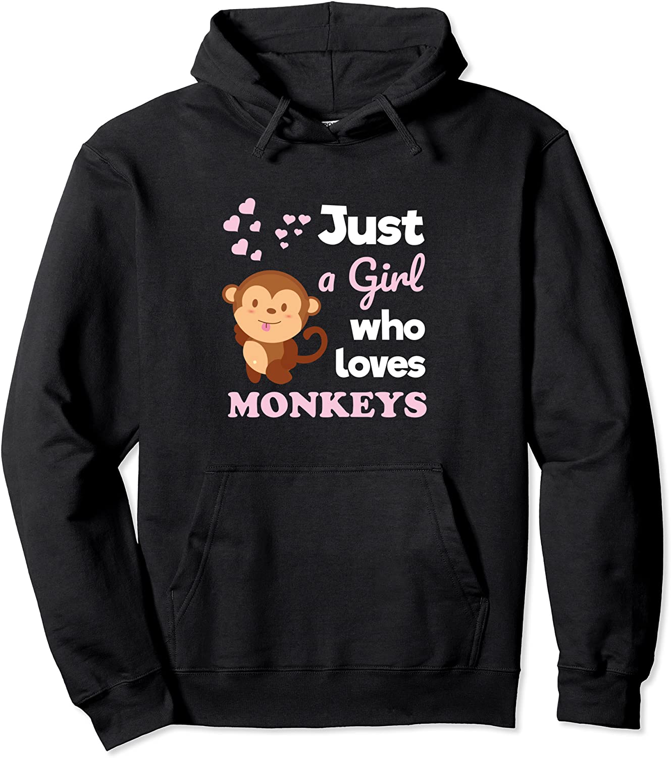 Just a Girl Who Loves Monkeys Girls Monkey Pullover Hoodie