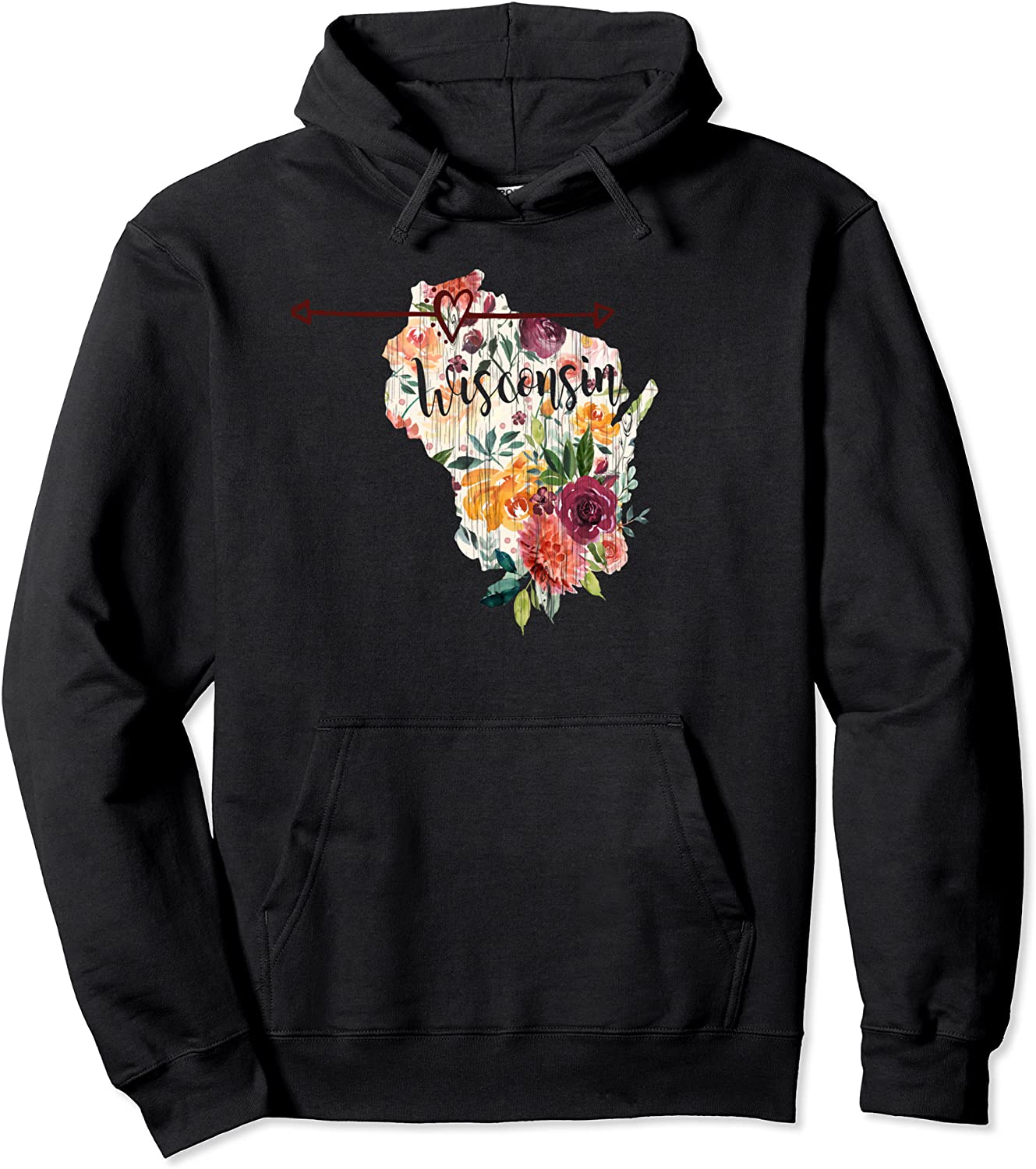 Wisconsin Flowers Heart Arrow Hoodie Sweatshirt