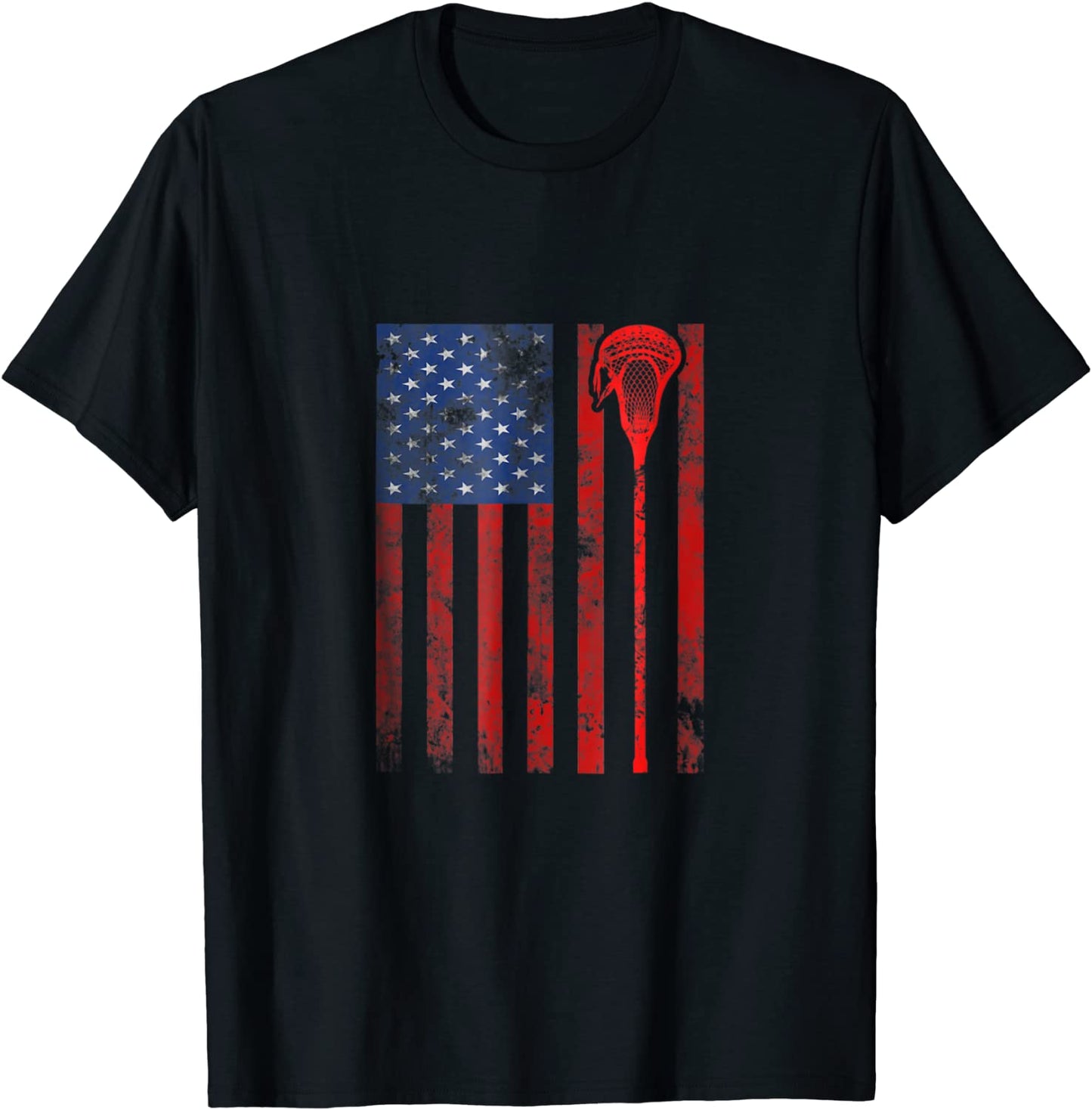 Lacrosse Stick Tees American Flag T-Shirt