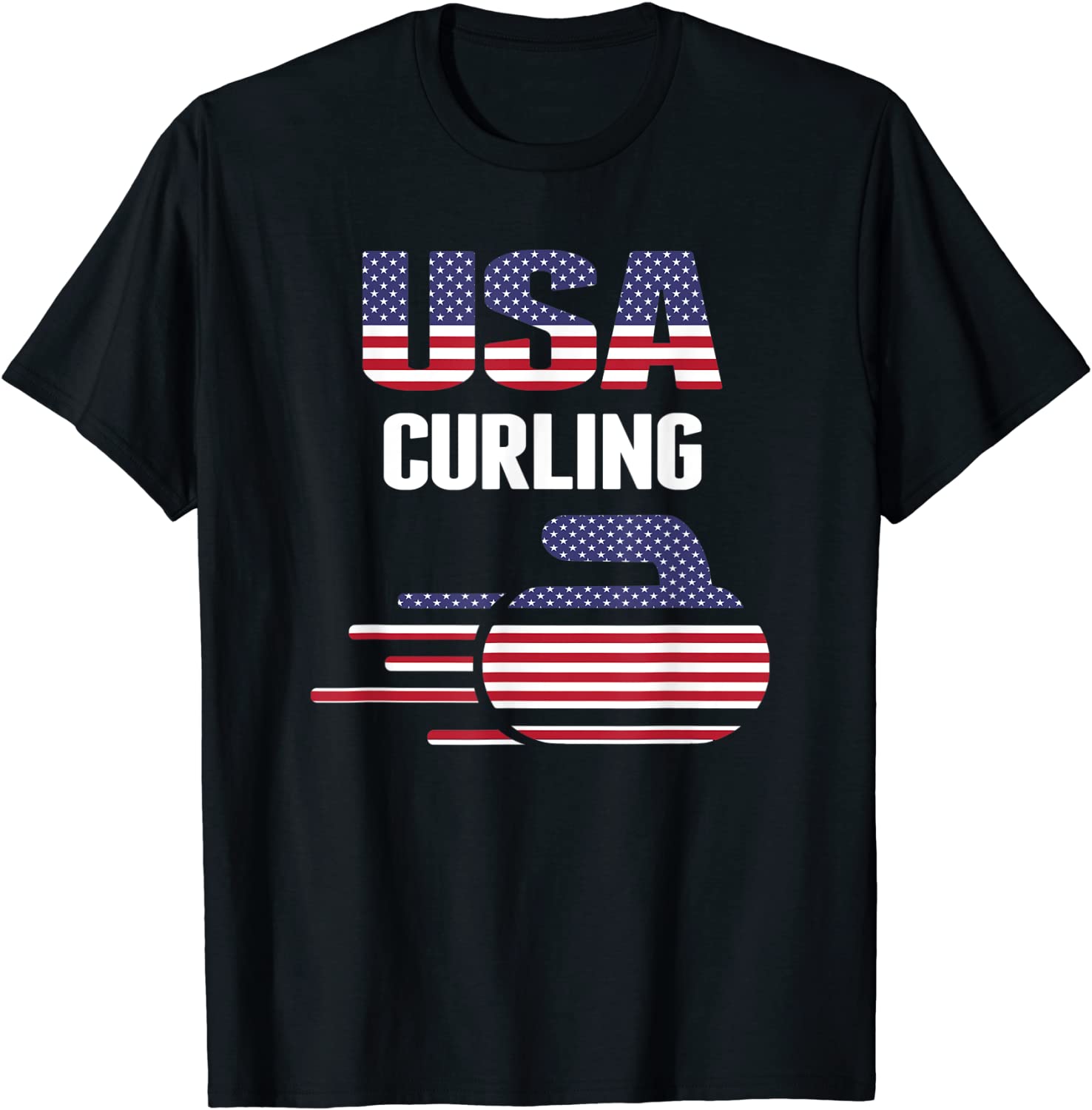 USA Team Curling Rock Jersey - Vintage Winter Sports Lovers T-Shirt