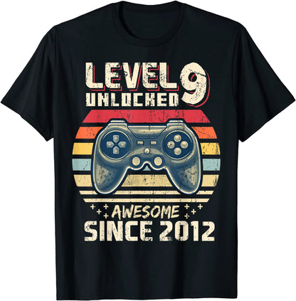 Level 9 Unlocked Awesome 2012 Video Game 9th Birthday Gift T-Shirt