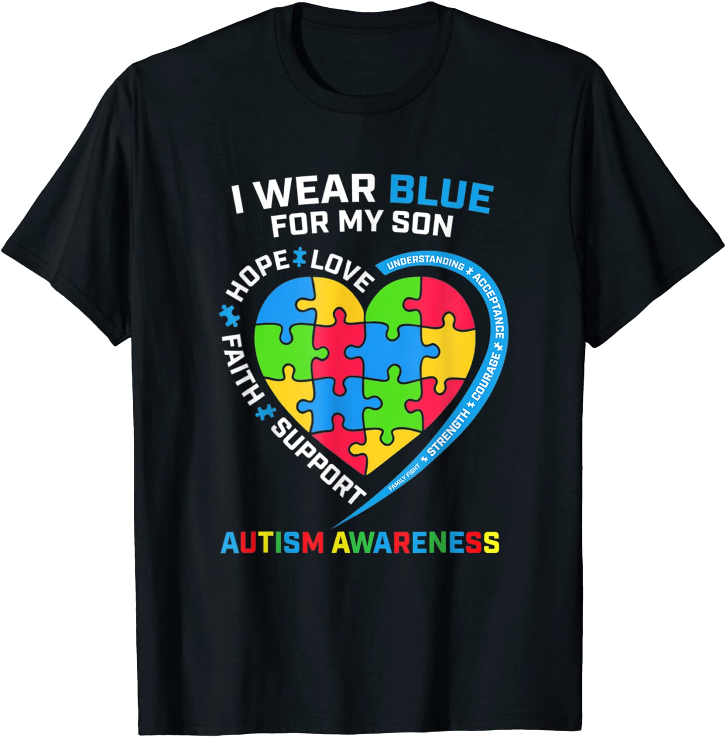 I Wear Blue For My Son Autism Awareness T-Shirt