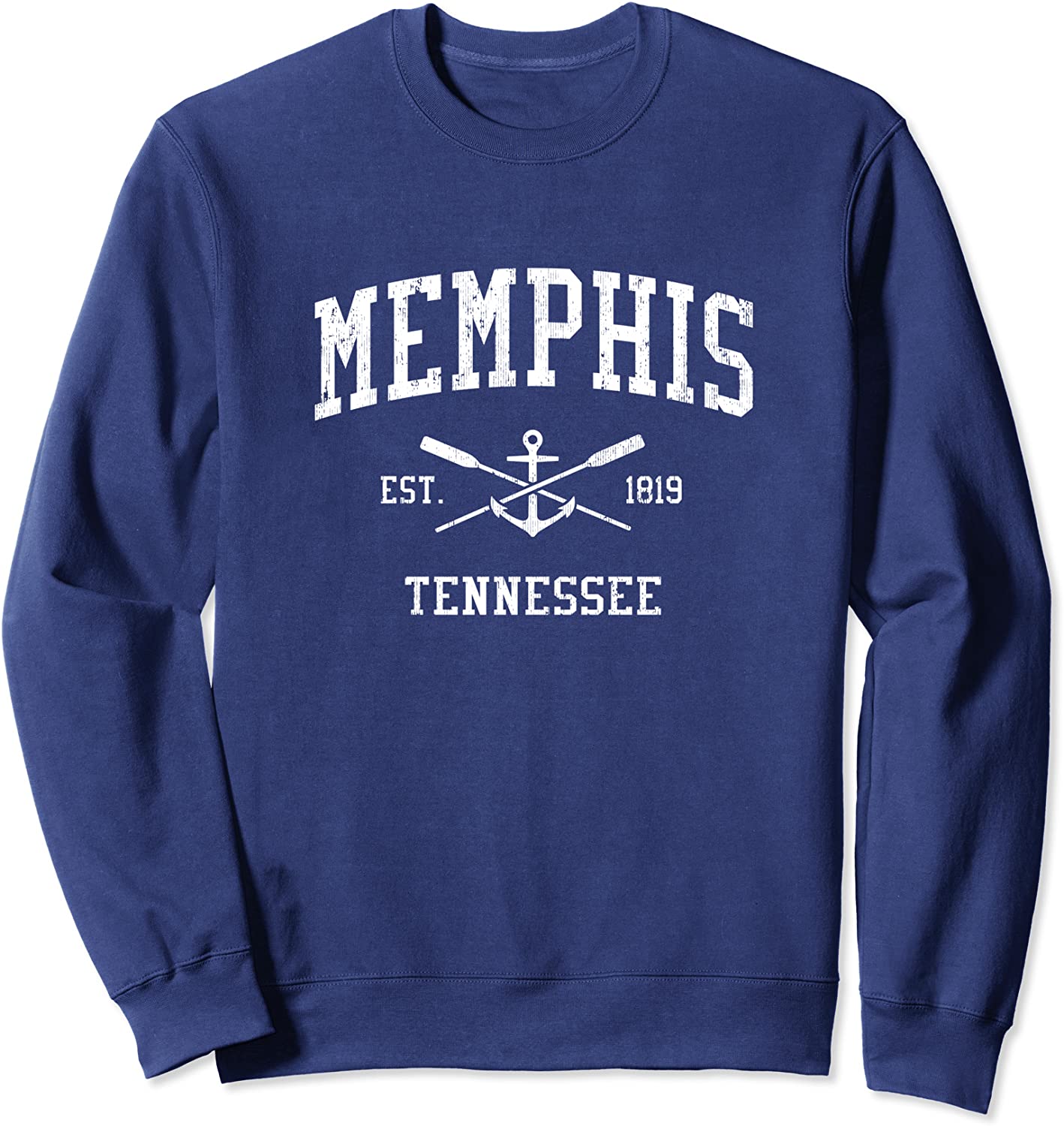 Memphis TN Vintage Crossed Oars Boat Anchor Sports Sweatshirt