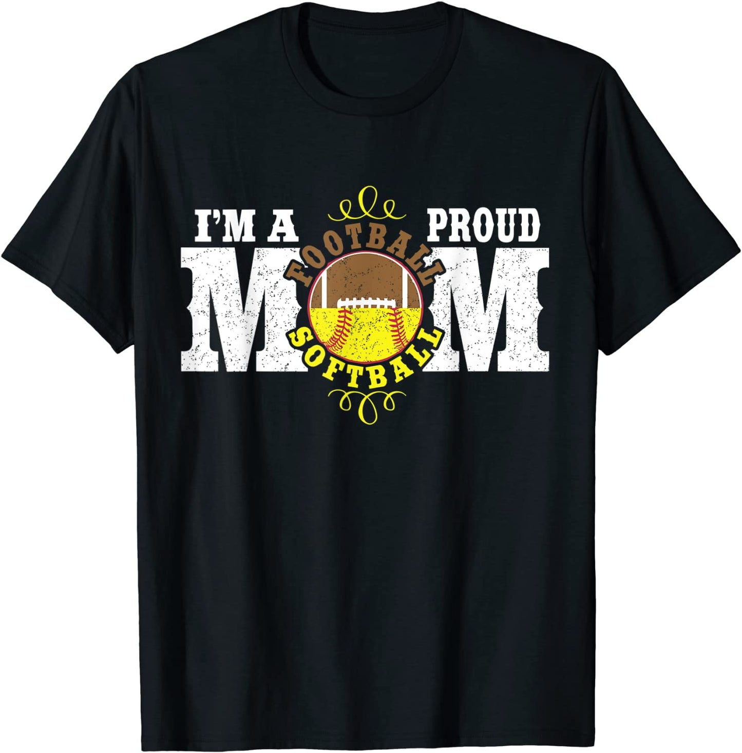 Im a Proud Football Softball Mom - Combined Sports T-Shirt