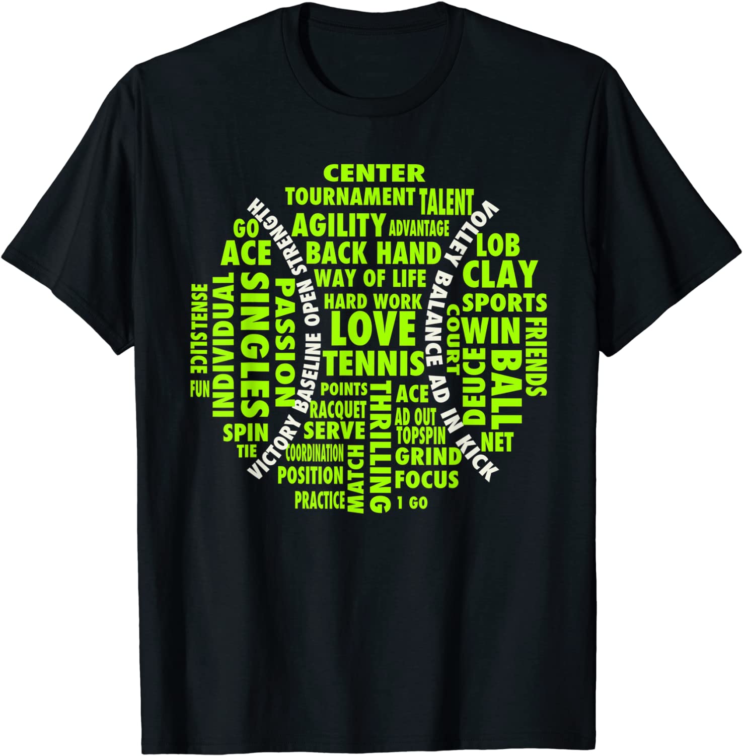Tennis Ball Word Cloud Shirt Cool Tennis Players Tee Gift