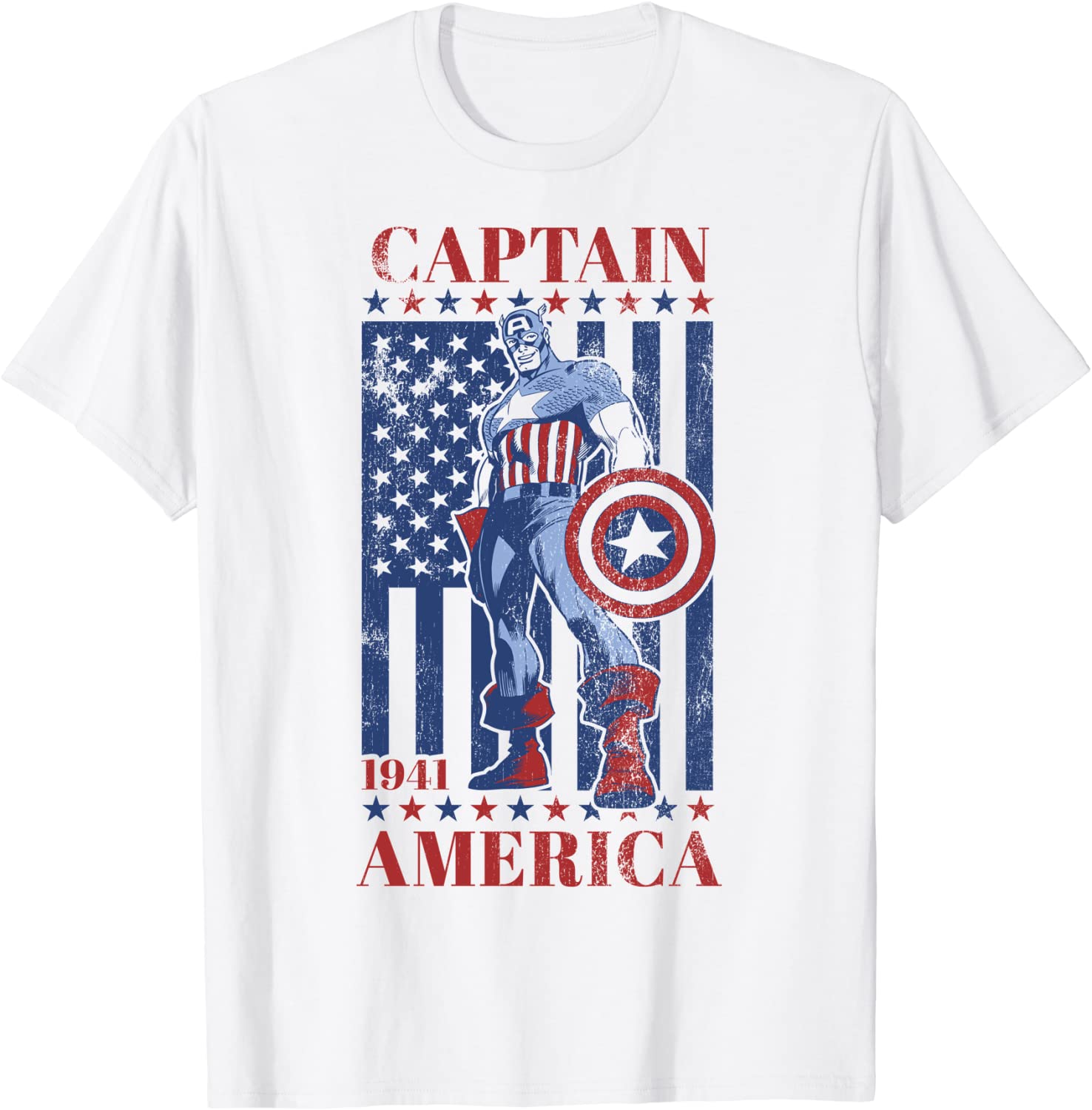Marvel Captain America Vintage Flag 1941 Graphic T-Shirt