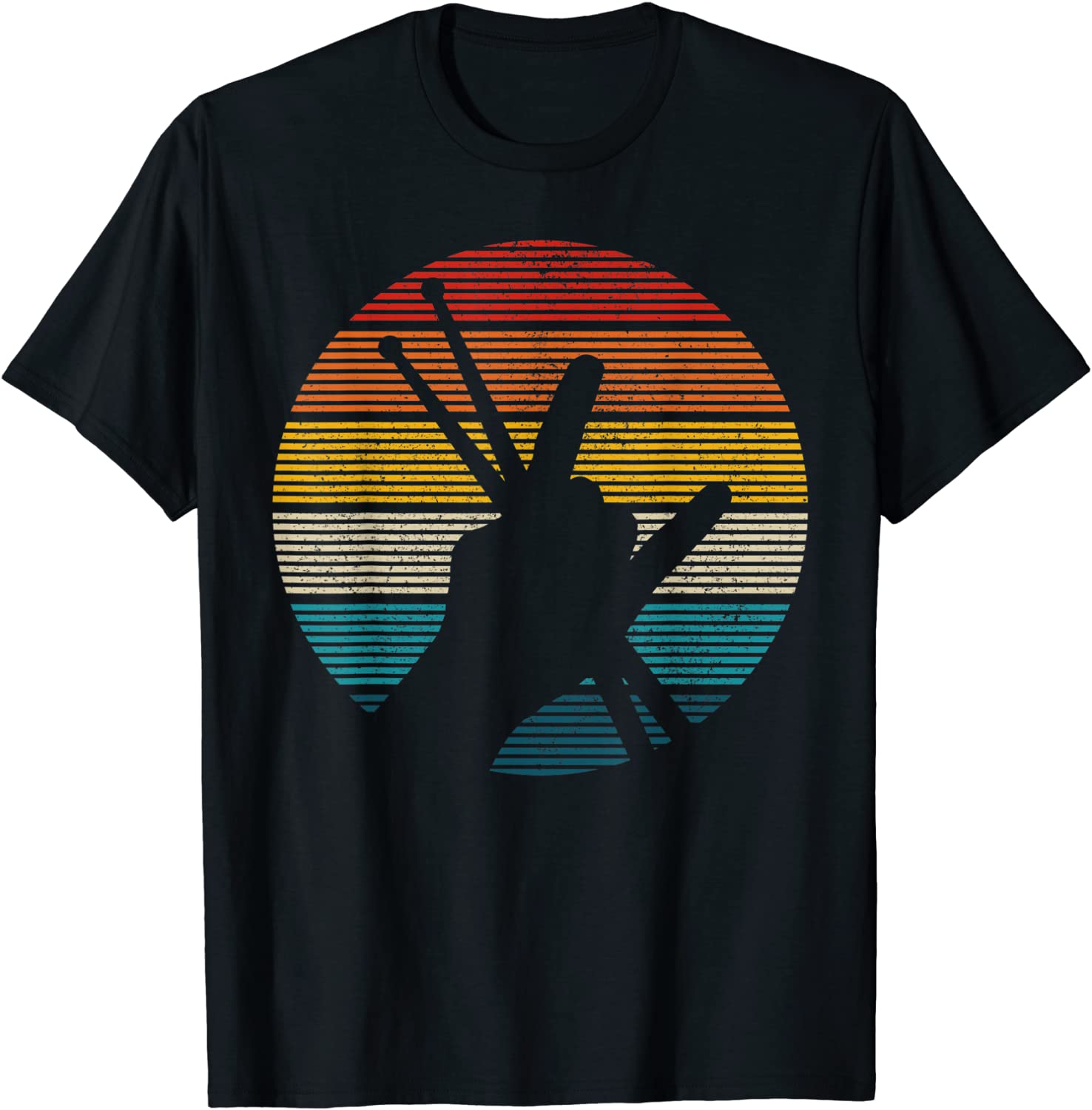 Vintage Drummer Drum Sticks Rock Roll Hand Horns Gift T-Shirt
