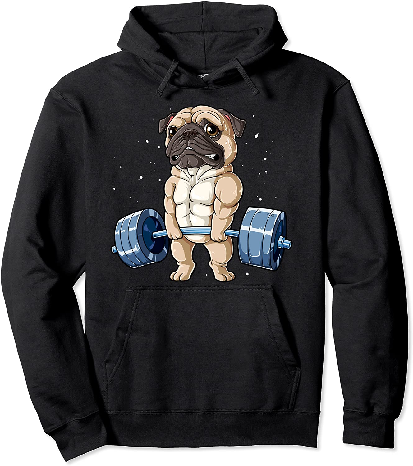 Pug Weightlifting Funny Deadlift Men Fitness Gym Workout Pullover Hoodie