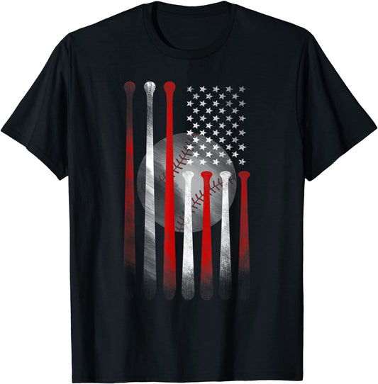 American Flag Vintage Baseball Flag T-Shirt Dad Mom Tee T-Shirt