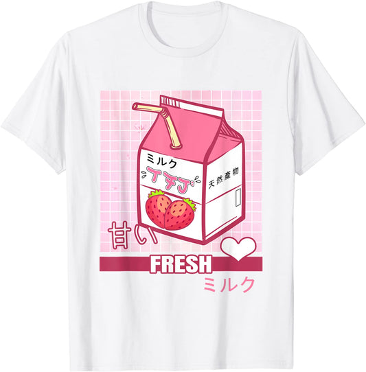 90s Japanese Otaku Stylish Aesthetic Milk Cute Gift T-Shirt T-Shirt