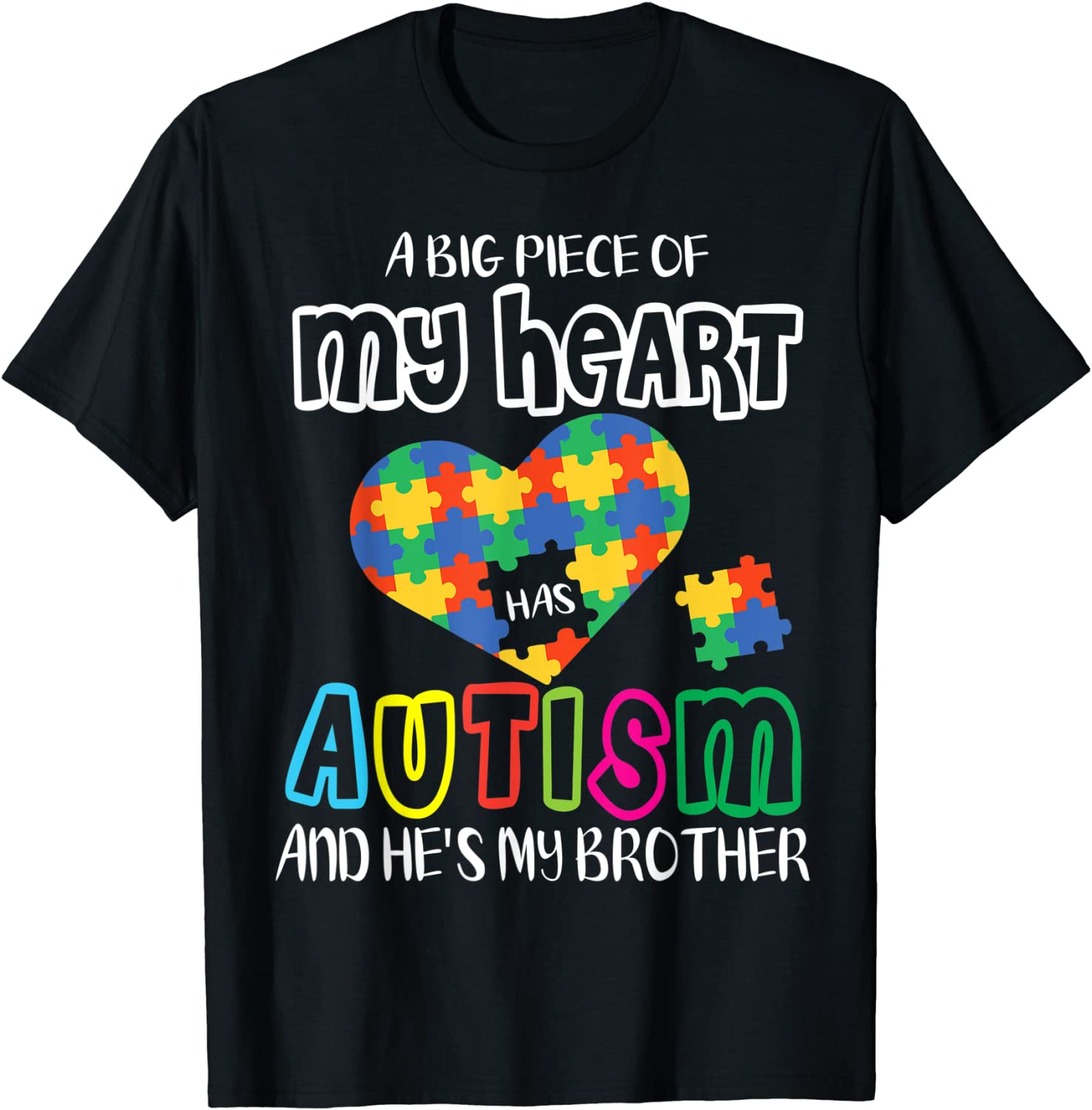 A Big Piece Of My Heart Has Autism And Hes My Brother Shirt
