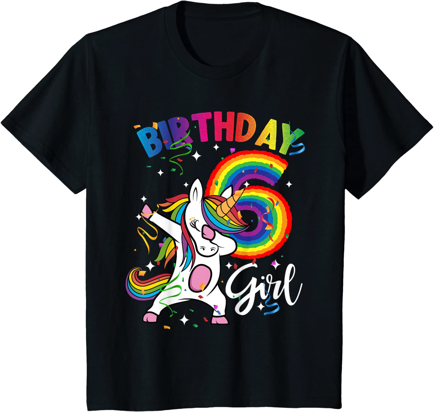 Kids Dabbing Unicorn 6 Year Old 6th Birthday Party Girl Shirt Gif T-Shirt