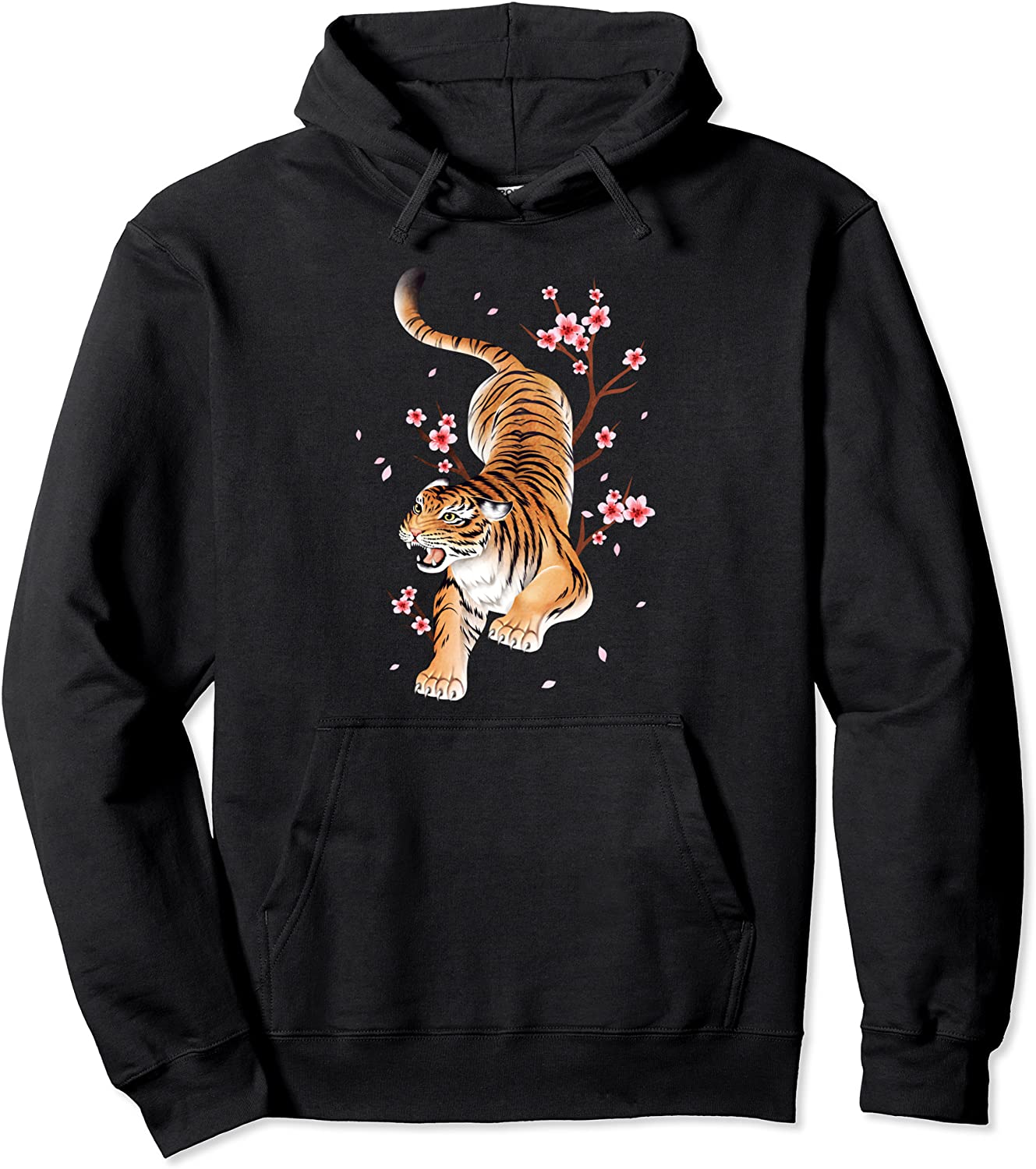 Vintage Tiger Japanese Cherry Blossom Flower Hoodie