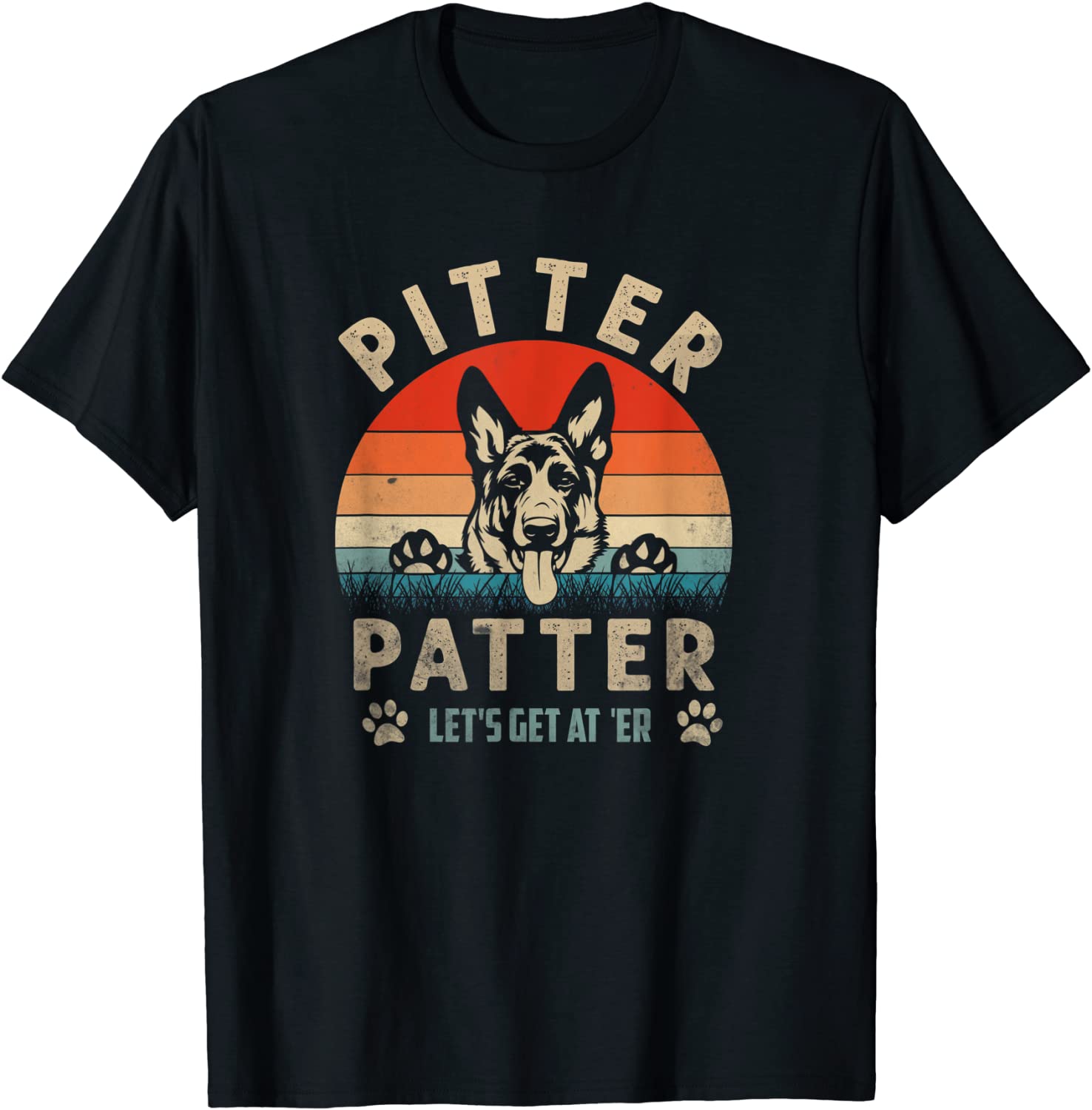 Pitter TShirt Patter German Shepherd Dog Funny Vintage Retro T-Shirt