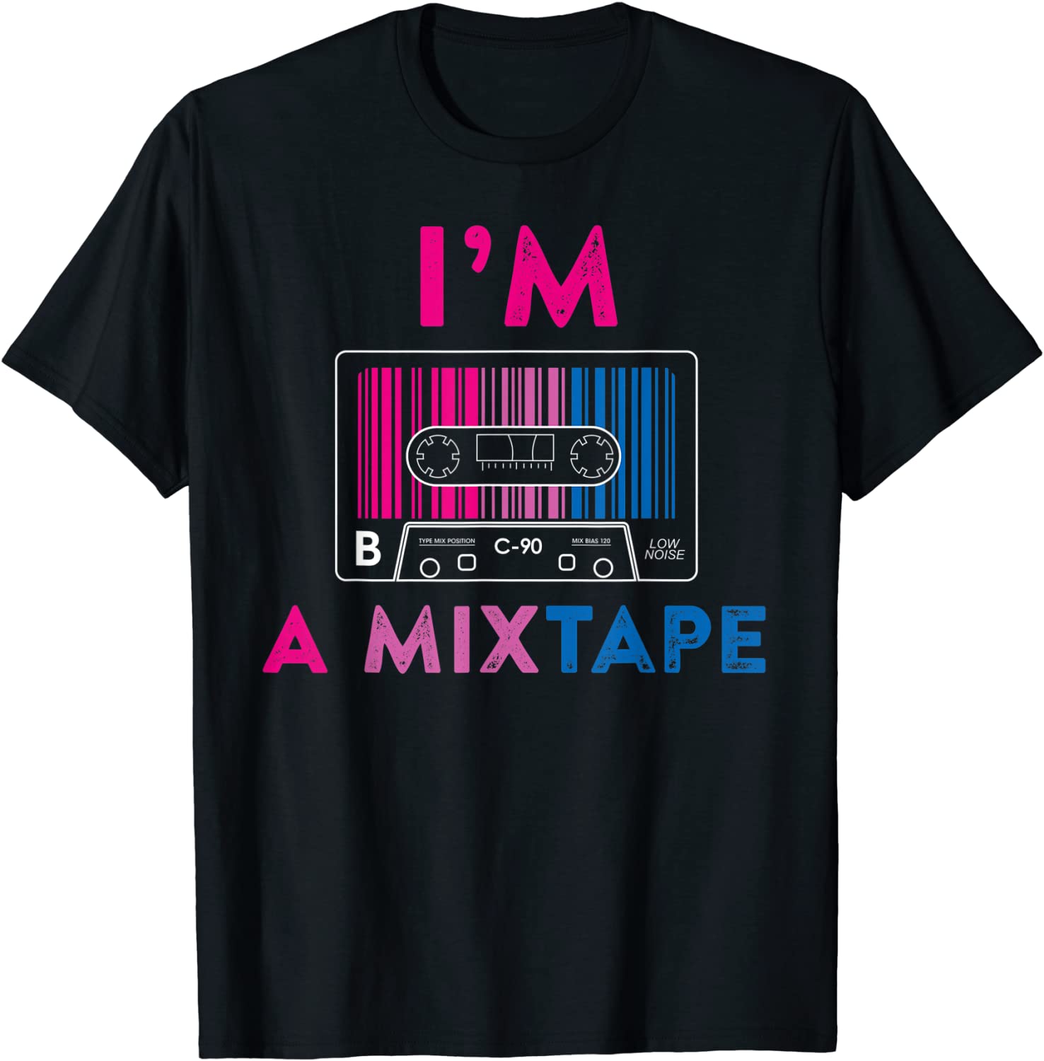 Bisexual Pride Flag Mixtape Men Women Gay Lesbian LGBT T-Shirt