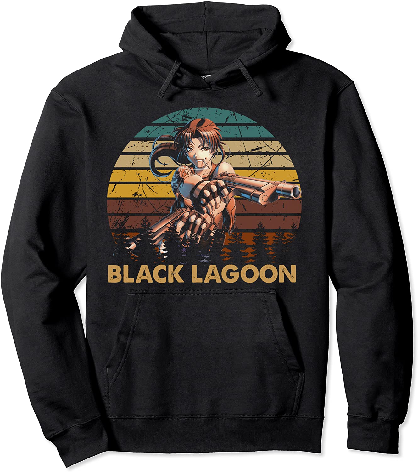 Black and White Lagoons Black Anime Outfits Japanese Manga Pullover Hoodie