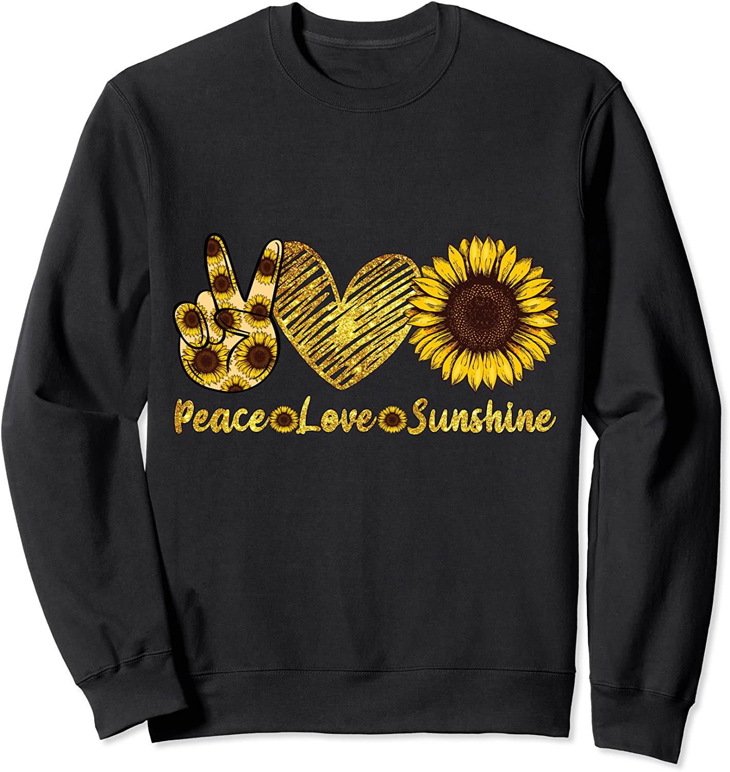 Peace Love Sunshine T-Shirt Sunflower Hippie summer lovers Sweatshirt