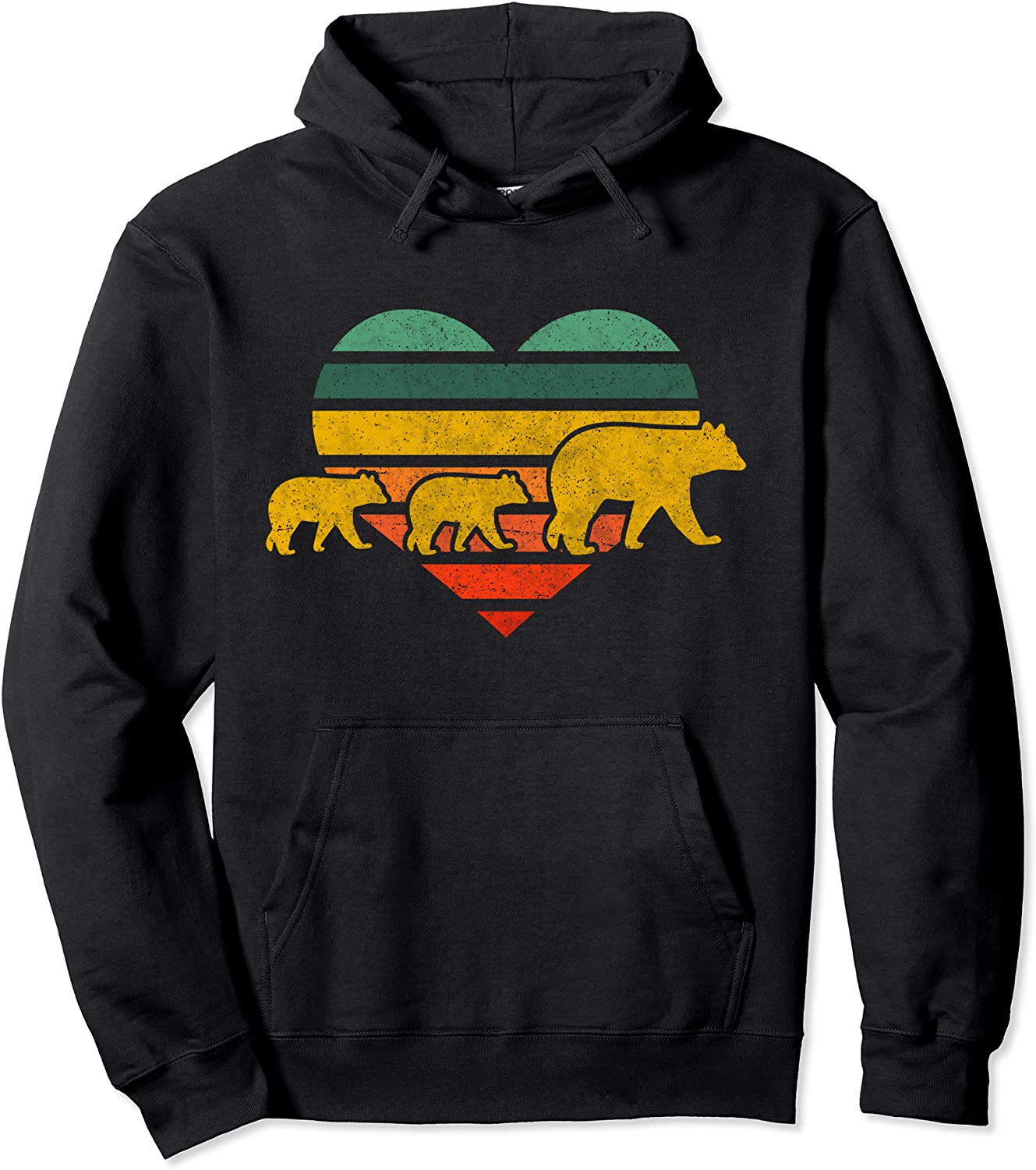 Mama Bear Two Cubs Retro Heart Mothers Day Gift Mom Pullover Hoodie