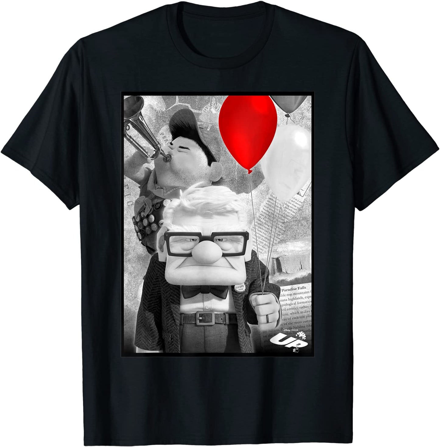 Disney Pixar UP Carl Russell Trumpet Red Balloon T-Shirt T-Shirt