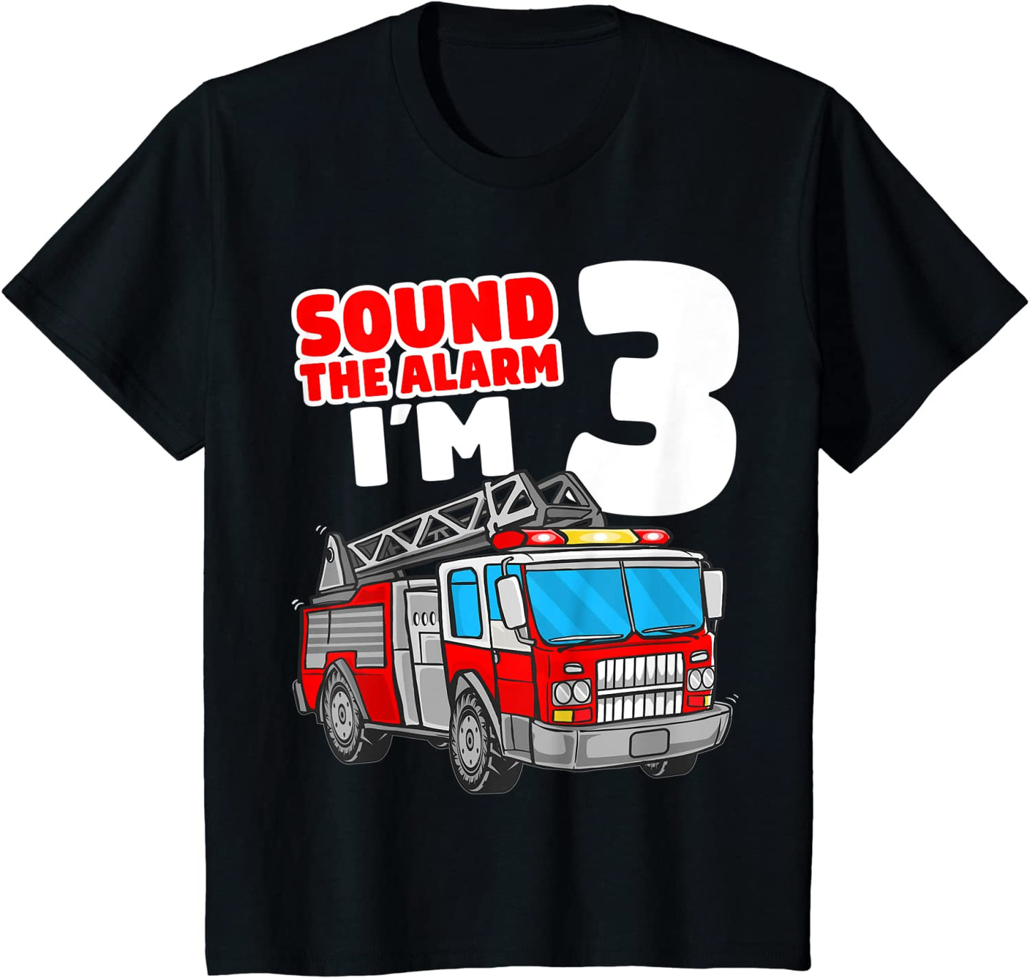 Kids Fire Truck 3 Year Old Firefighter 3rd Birthday Boy Toddler T-Shirt