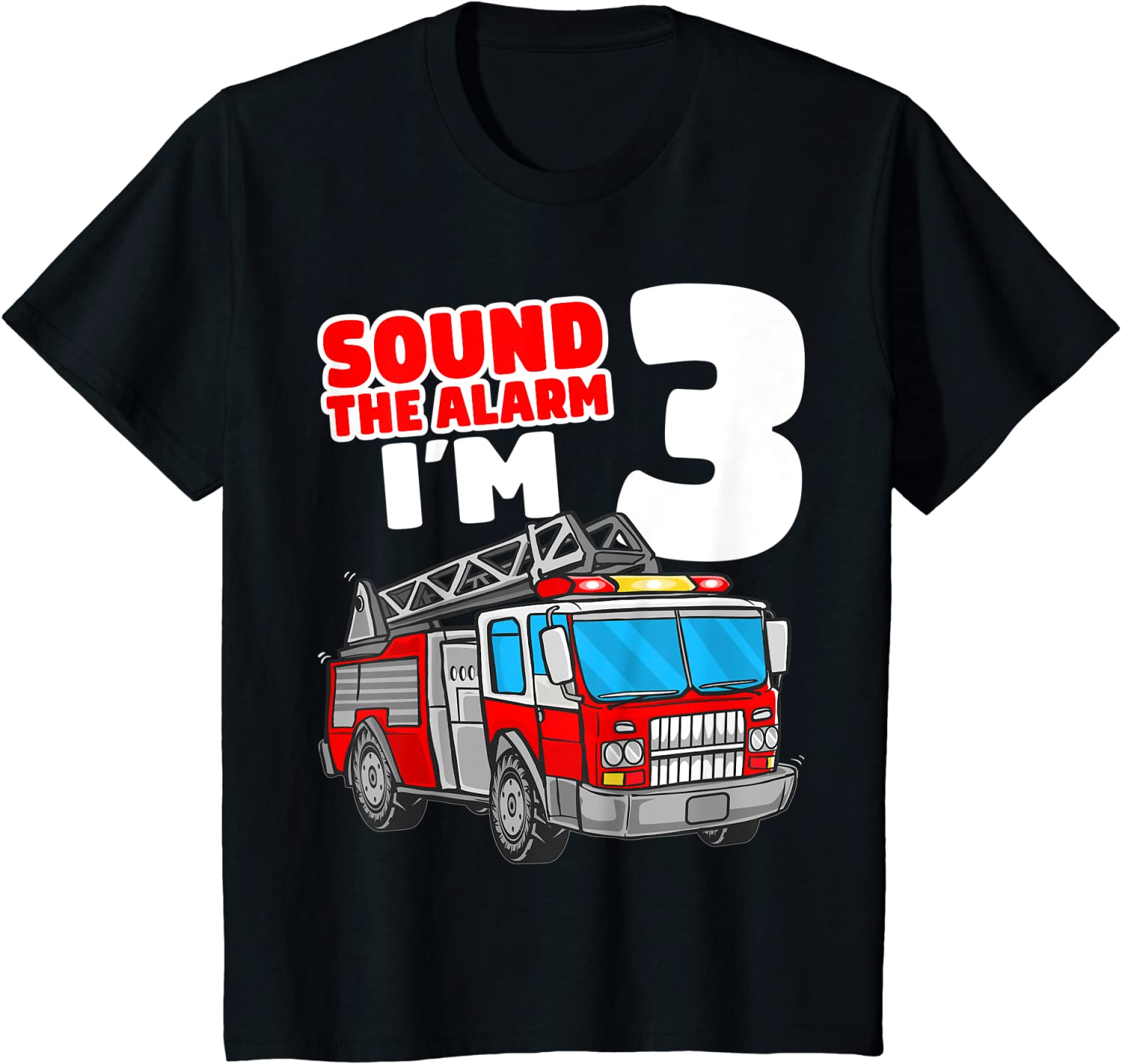 Kids Fire Truck 3 Year Old Firefighter 3rd Birthday Boy Toddler T-Shirt