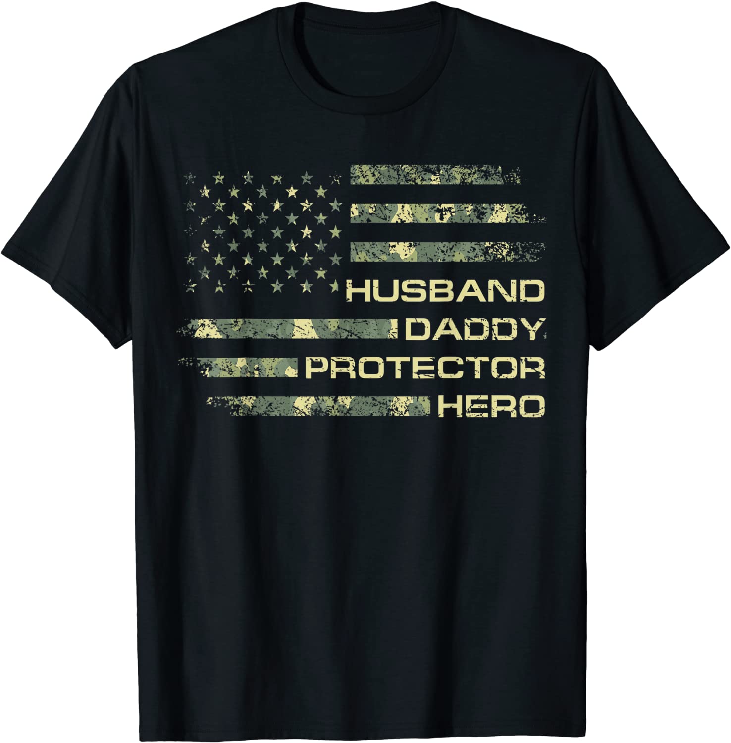 Mens Husband Daddy Protector Hero Shirt Fathers Day Flag Gift Tee T-Shirt
