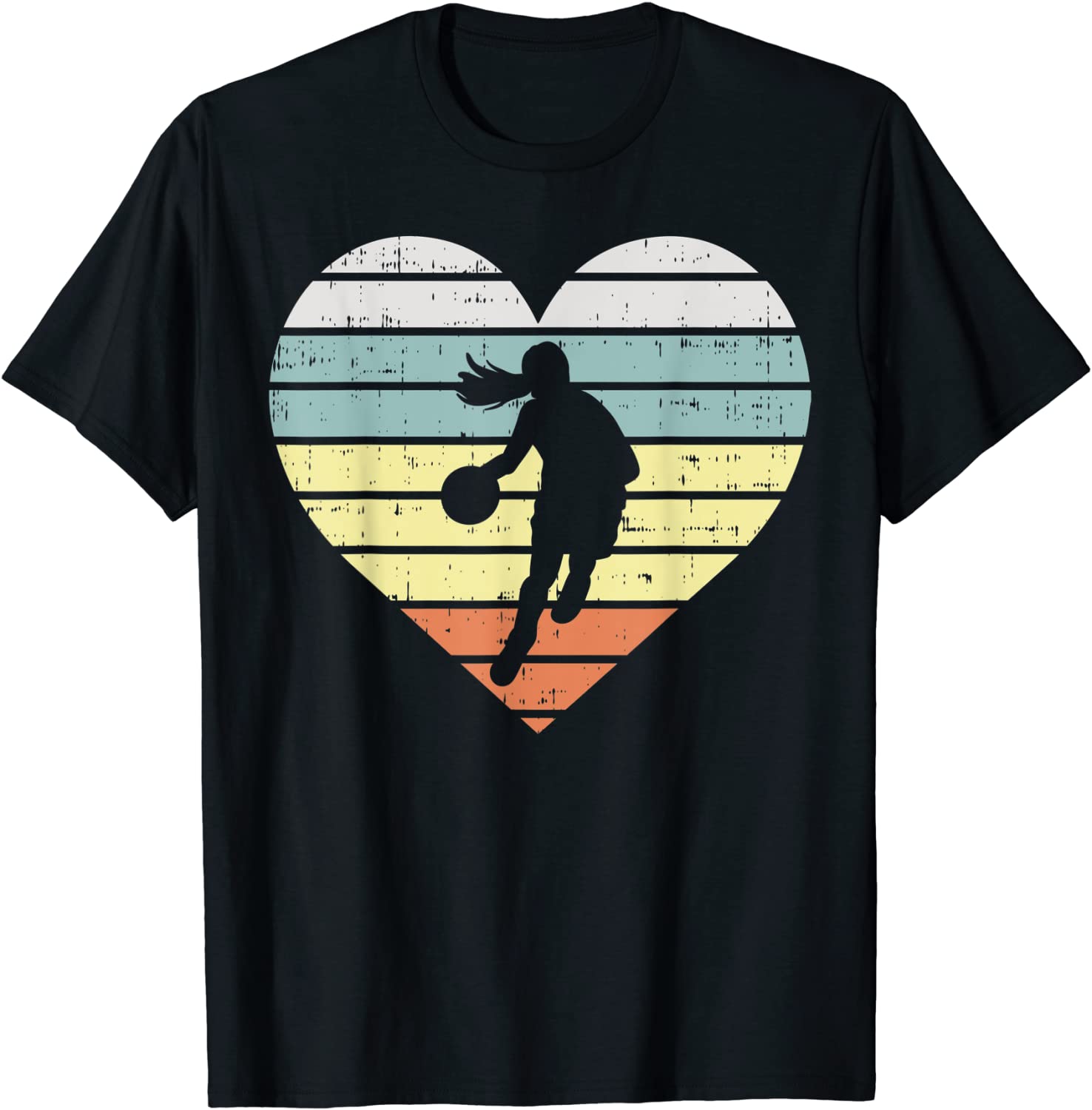 Heart Basketball Girl Retro Ball Sports Player Women Gift T-Shirt