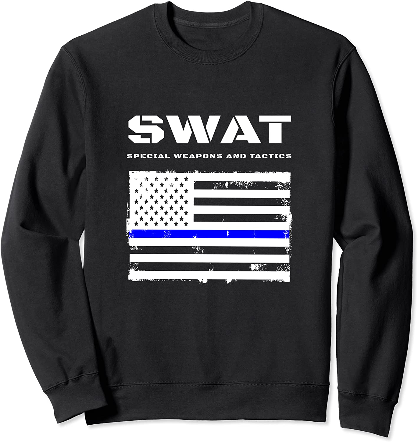 SWAT Special Weapons And Tactics Thin Blue Line USA Flag Sweatshirt