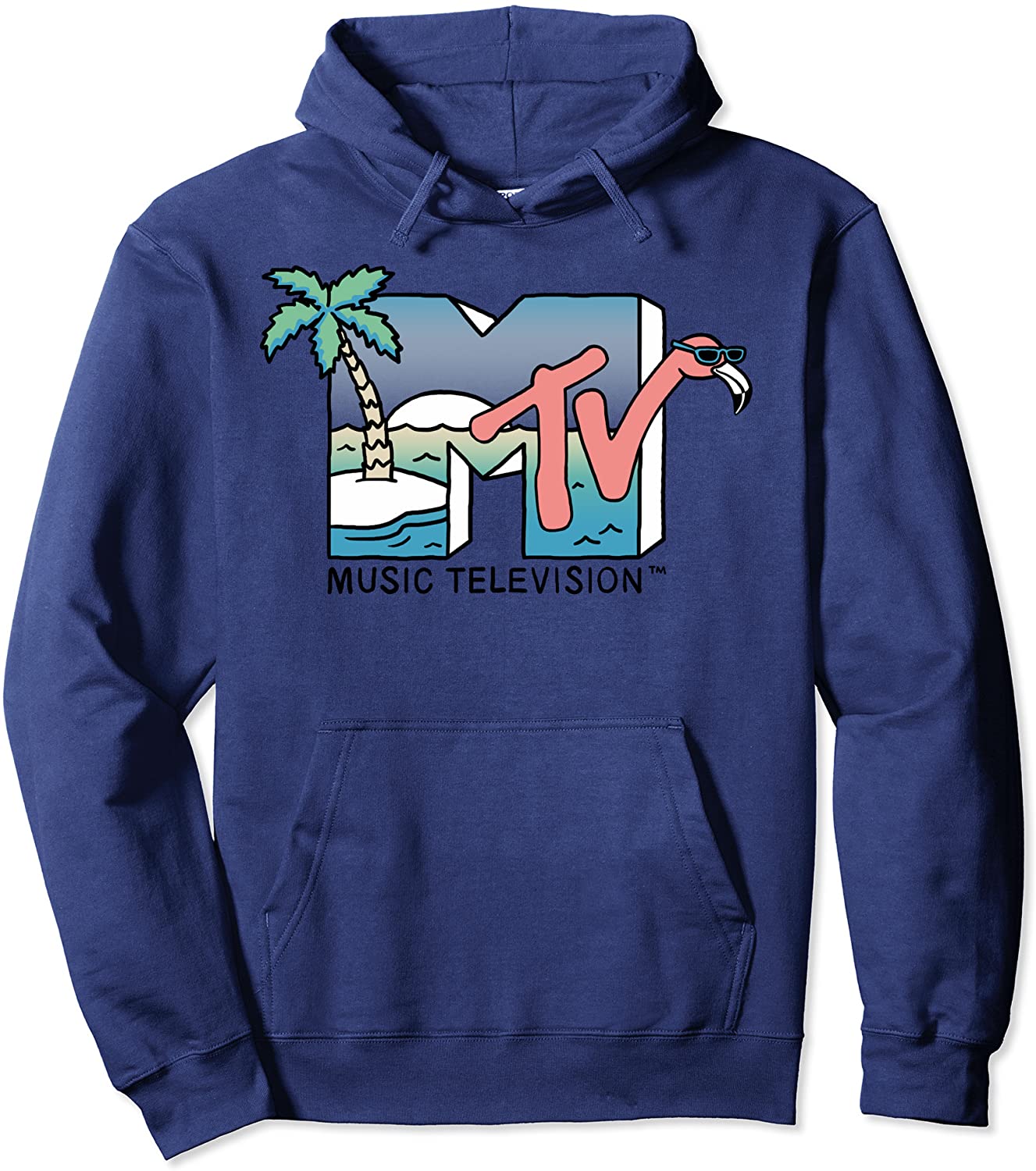 MTV Retro Beach Flamingo Scene Logo Graphic Hoodie