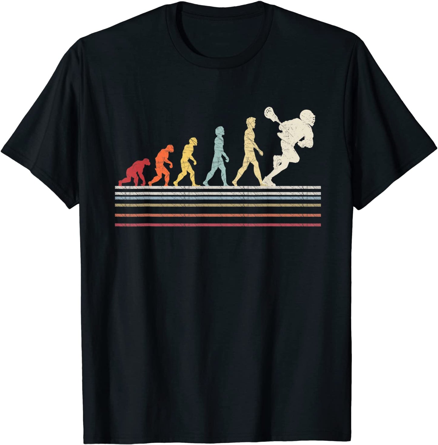 Funny Lacrosse Evolution Of Man Sport Retro Vintage Gift T-Shirt