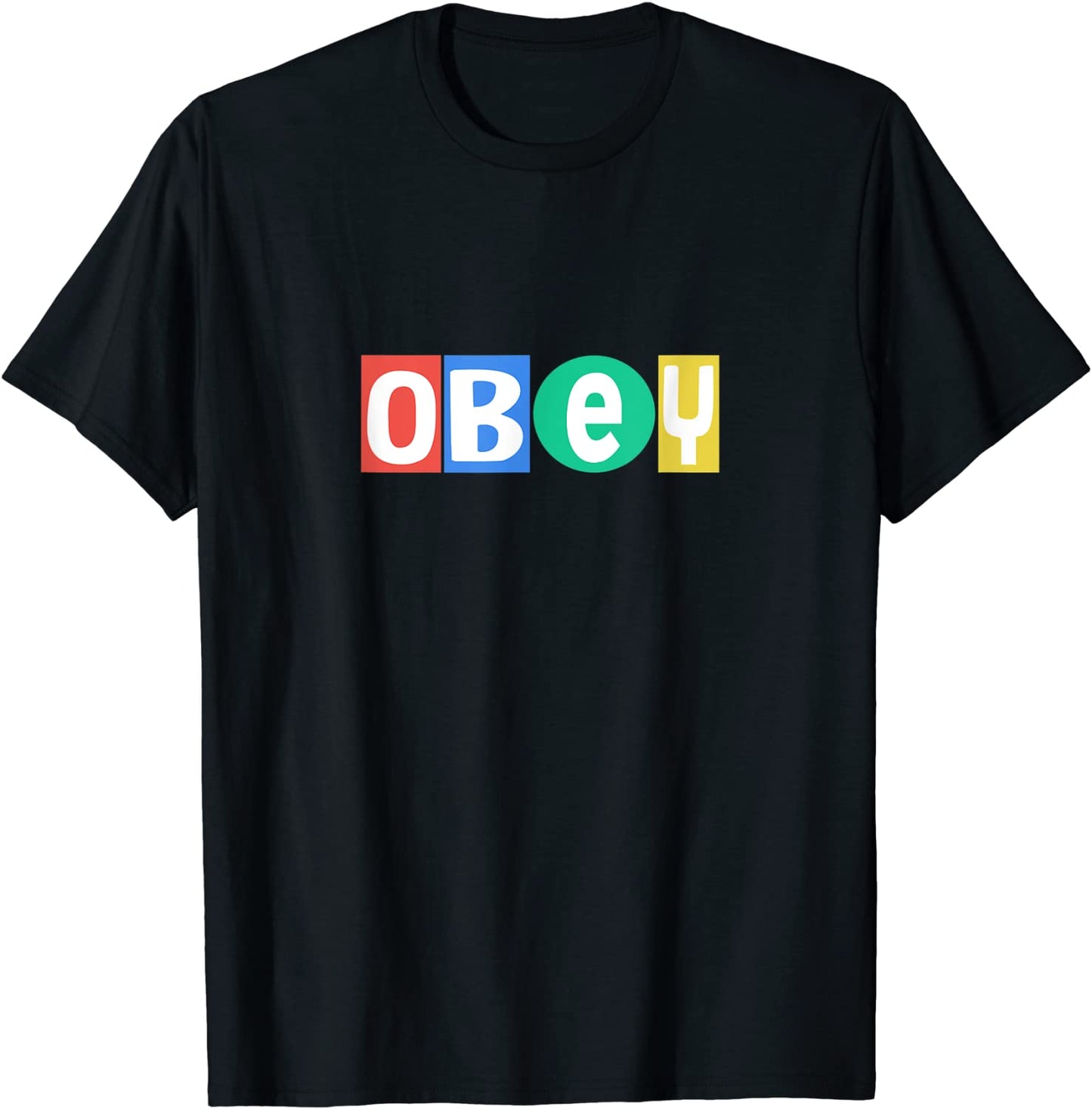Obey text in 4 colors - Black T-Shirt
