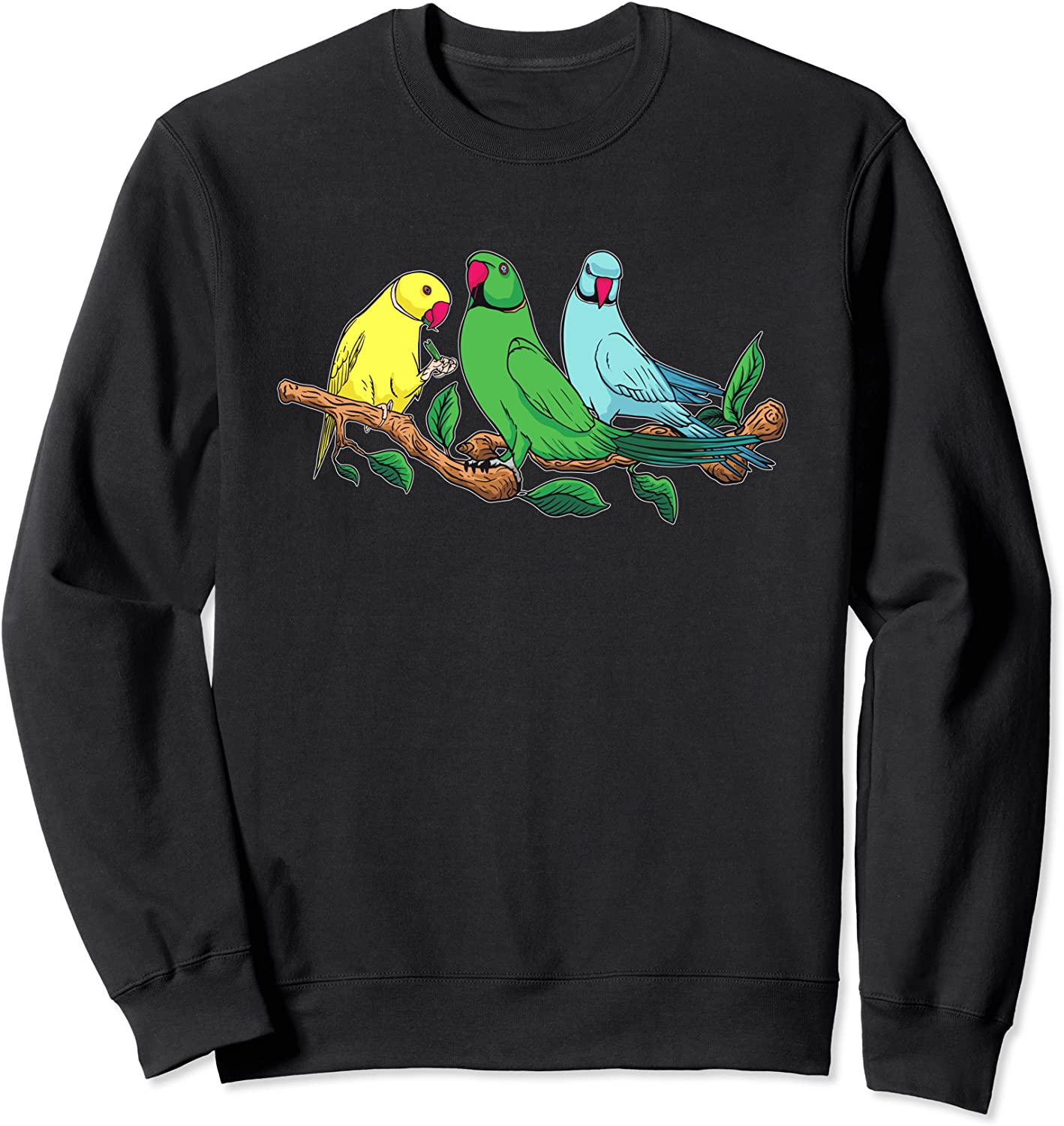 Three Indian Ringneck Parrots Ringnecked Parakeet Parrot Sweatshirt